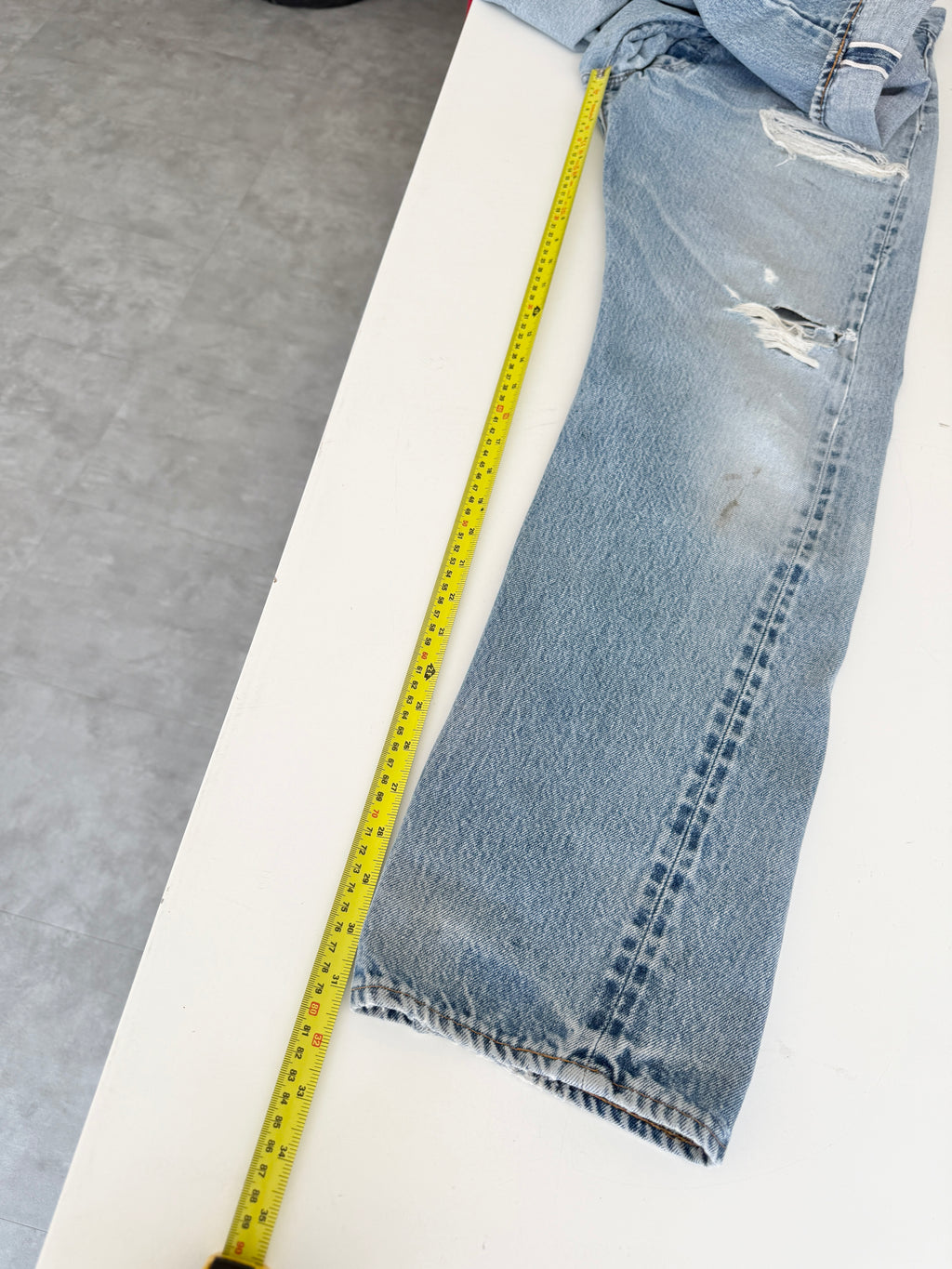 W32 L31 selvedge vintage Levis 501 31/32” measured light blue denim 70s Levi’s 501s USA