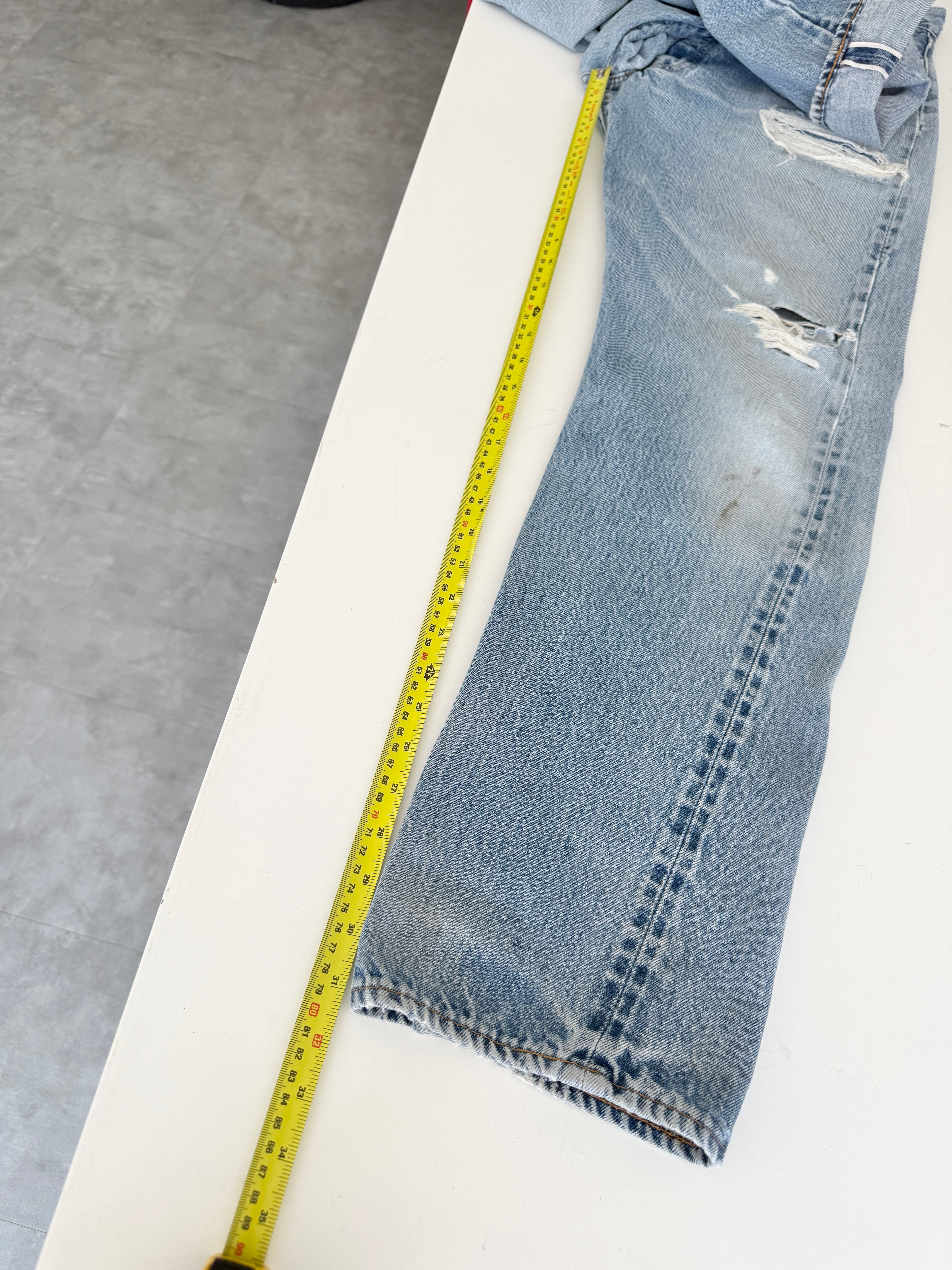 W32 L31 selvedge vintage Levis 501 31/32” measured light blue denim 70s Levi’s 501s USA
