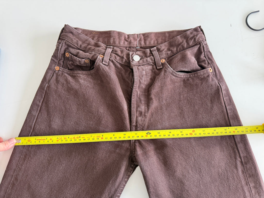 W27 L26 vintage Levis 501 26-27” dark brown 90s Levi’s 501s