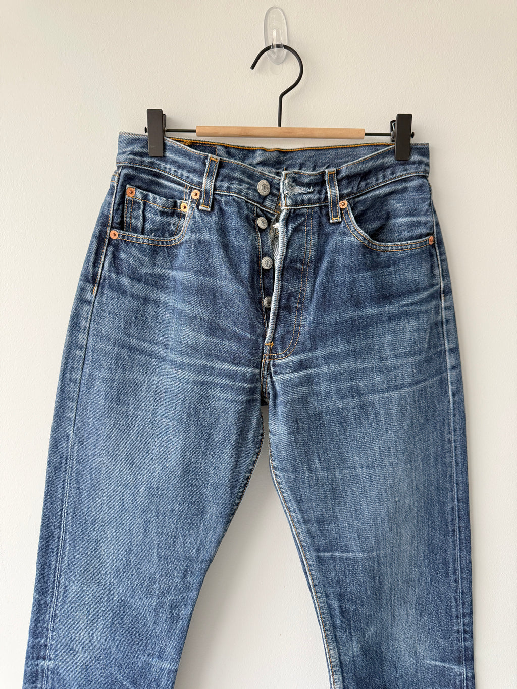 W27 L32 vintage Levis 501s 26/27” measured indigo blue faded  90s 501s