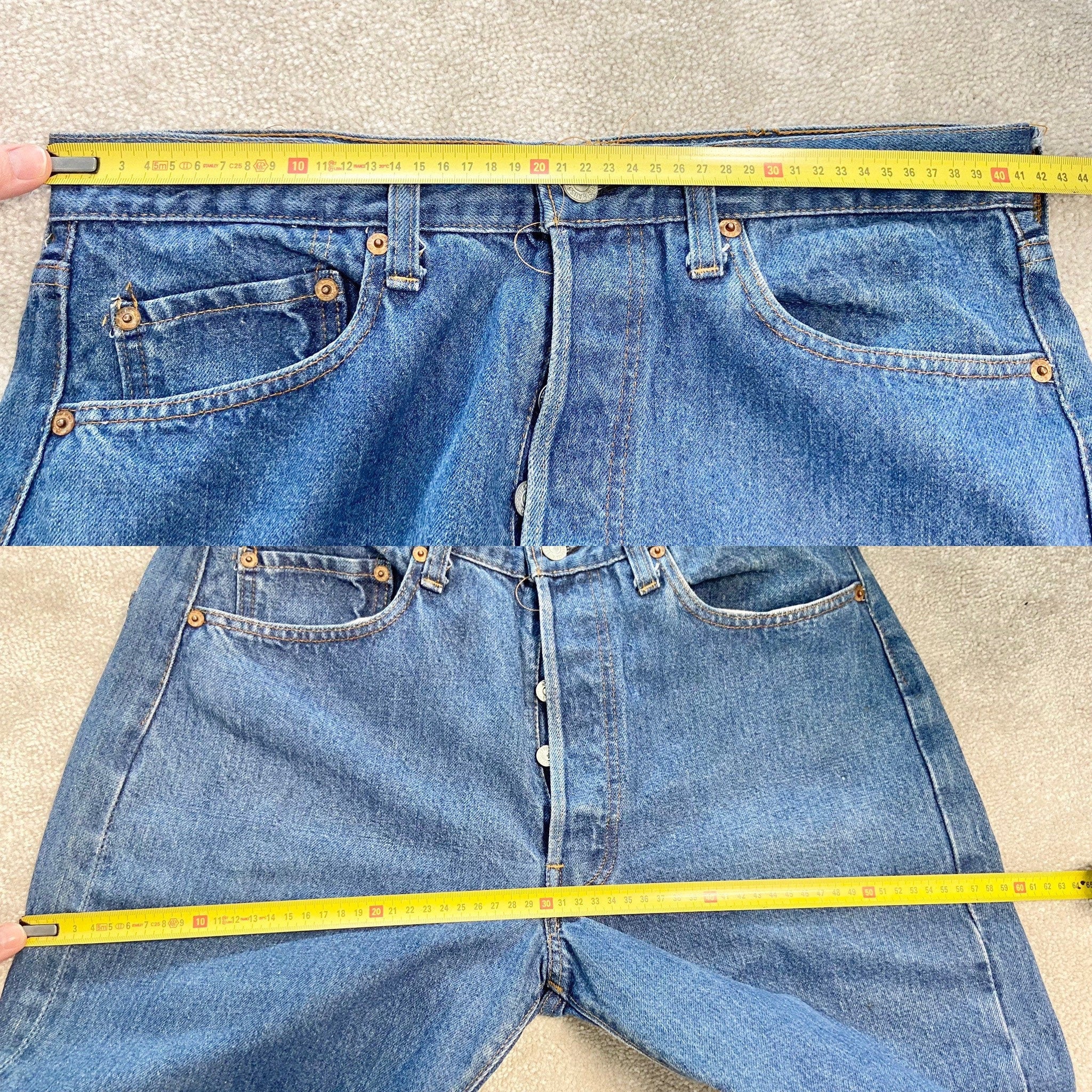 w32 L27 Vintage Levi’s 501 Red line Selvedge Made in USA raw blue 70/80
