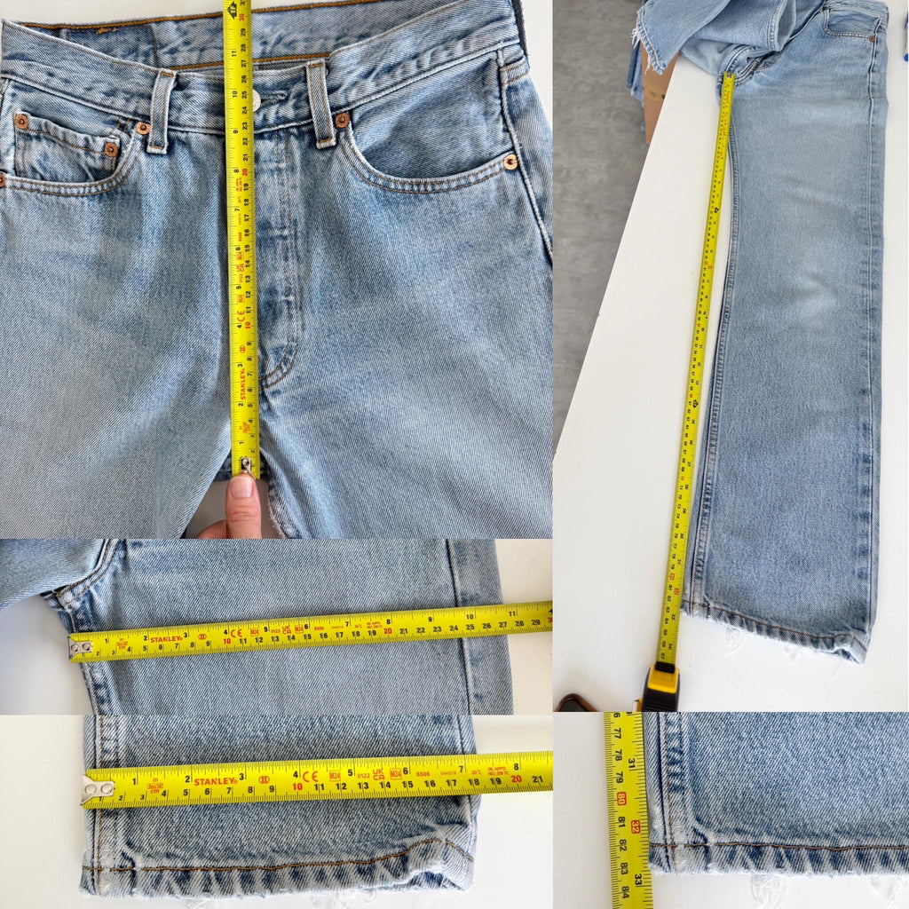 W27 L32 Levis 501 vintage 26-27” measured waist faded light medium blue year 2000 made in turkey new