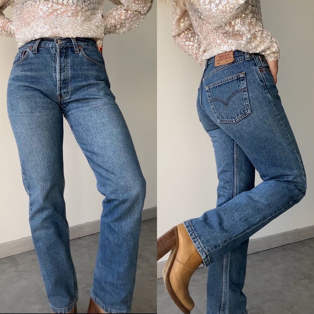 w27 L29 Levis 501 jeans medium blue denim 90s vintage Levi’s 501s blue 501s