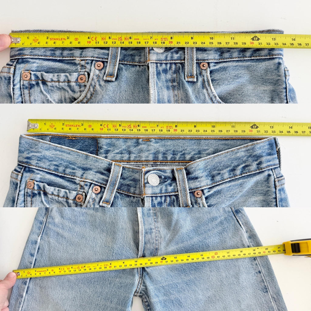 W26 L30 Levis 501 vintage 25-26” measured waist faded medium blue 90s made USA