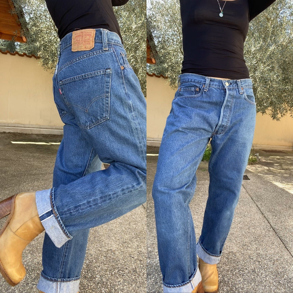w32 L27 Vintage Levi’s 501 Red line Selvedge Made in USA raw blue 70/80