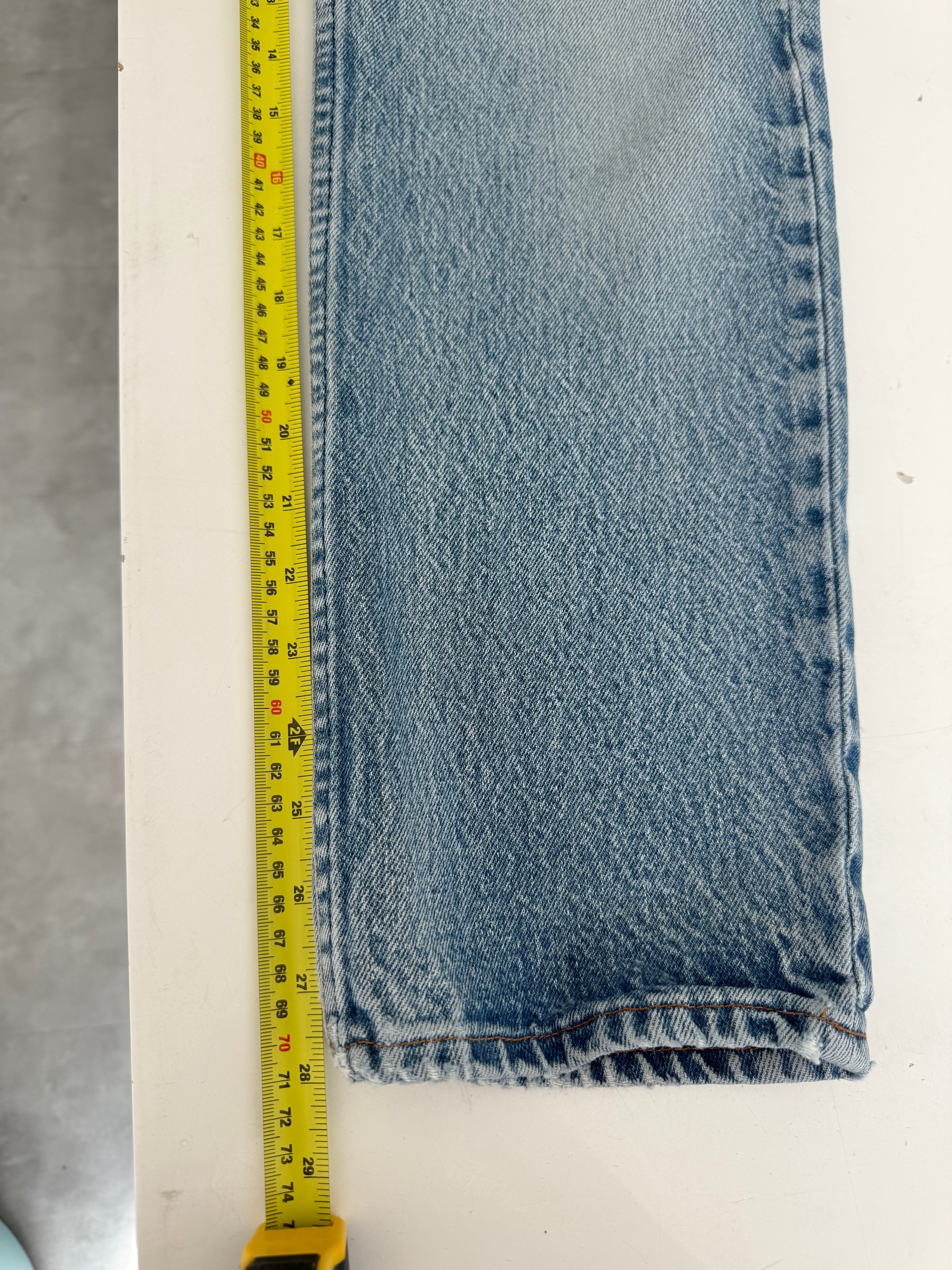 Soft W24 L28 vintage Levis 701s 23/24” measured waist light faded blue USA 80s 701s