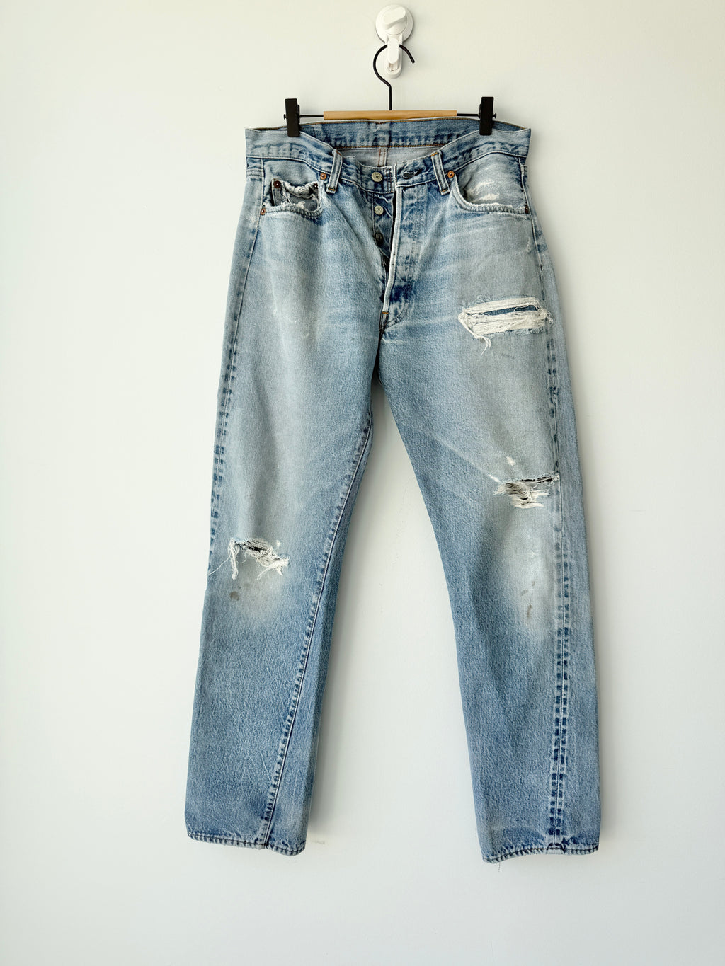 W32 L31 selvedge vintage Levis 501 31/32” measured light blue denim 70s Levi’s 501s USA