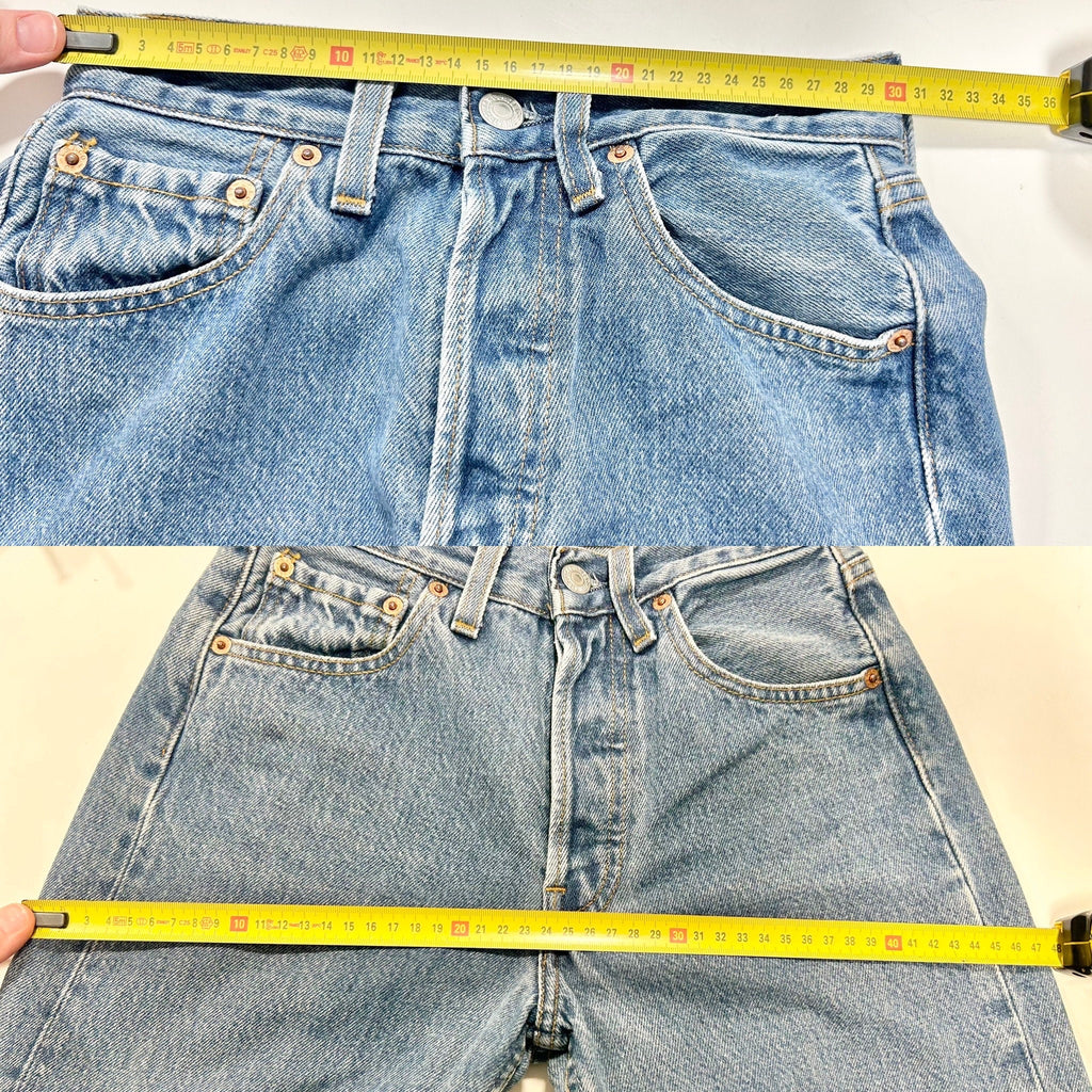 Levis 501 jeans w23 L27 medium blue denim faded blue wash light blue 501 vintage 501s