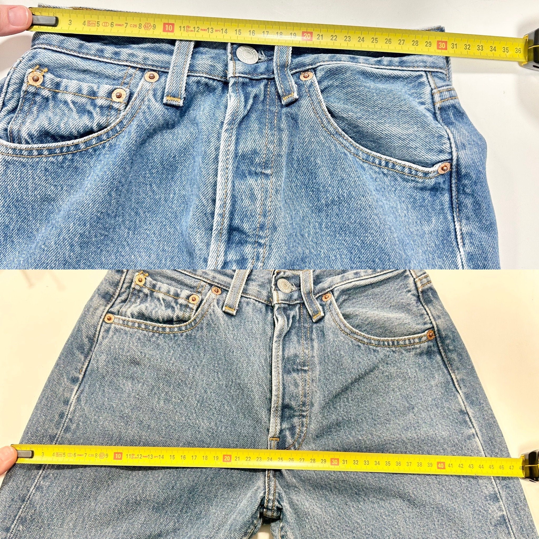 Levis 501 jeans w23 L27 medium blue denim faded blue wash light blue 501 vintage 501s