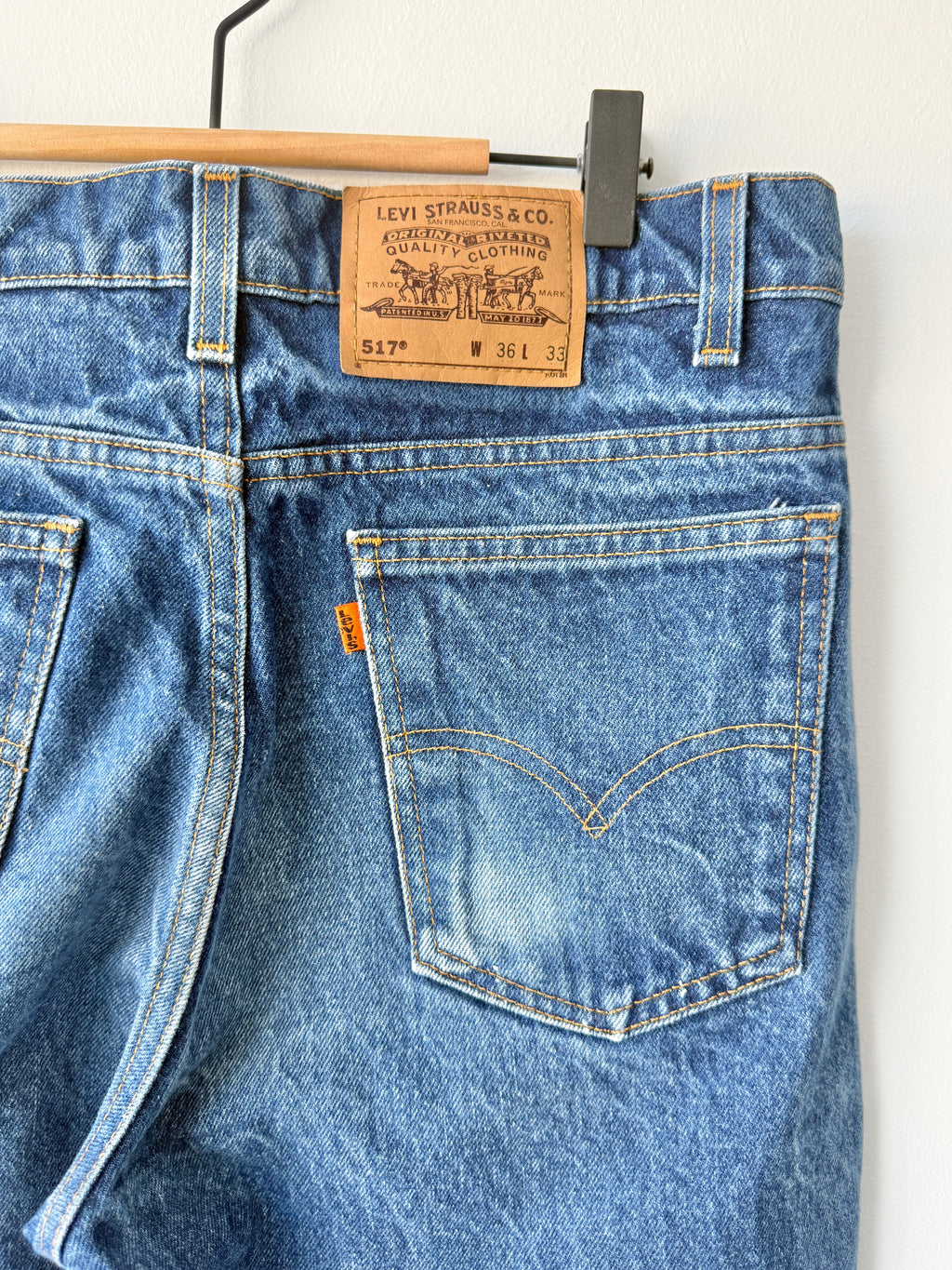 W33 L34 vintage Levis 517 33” measured waist raw blue 517s made in 90s USA