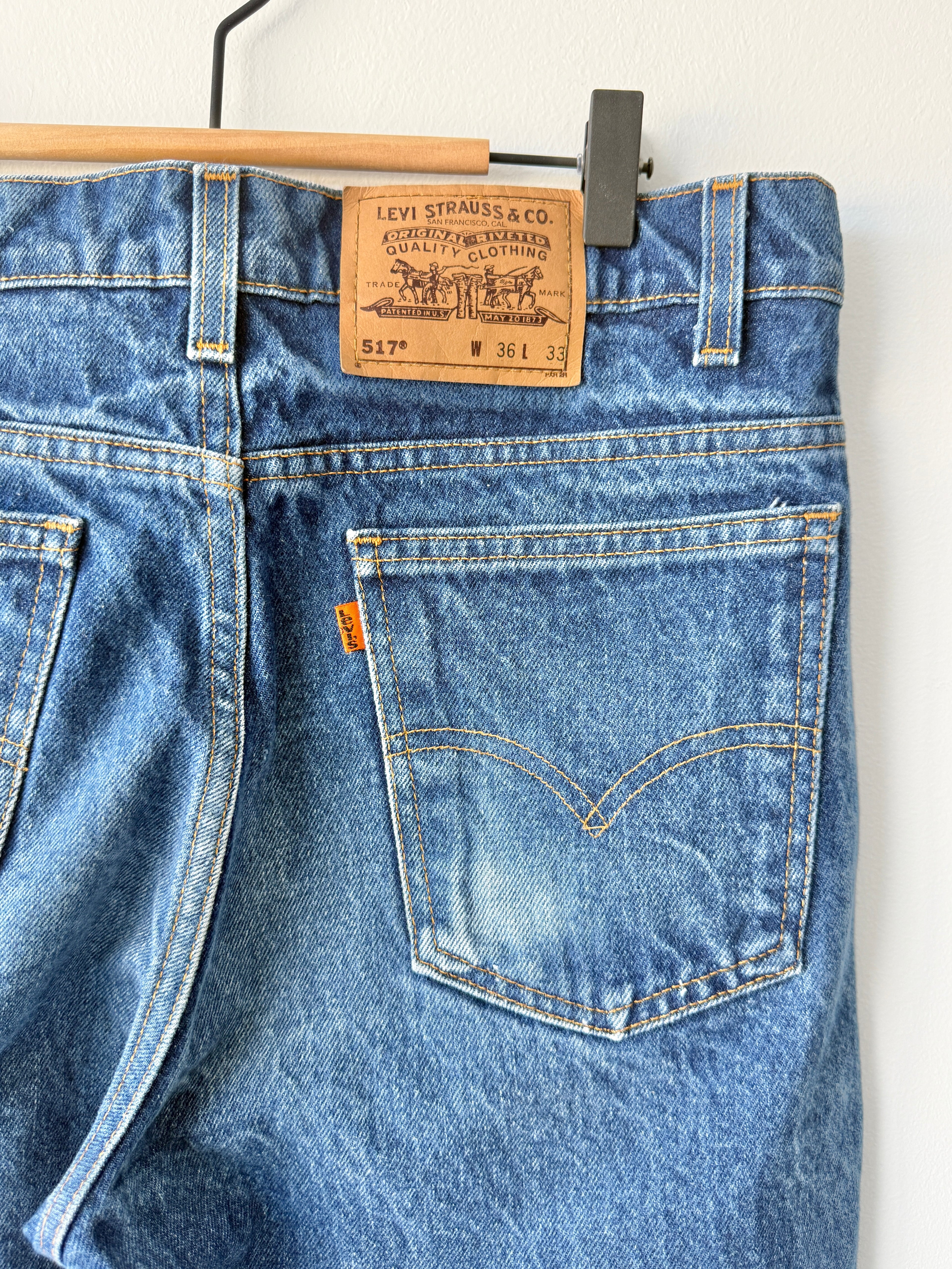 W33 L34 vintage Levis 517 33” measured waist raw blue 517s made in 90s USA