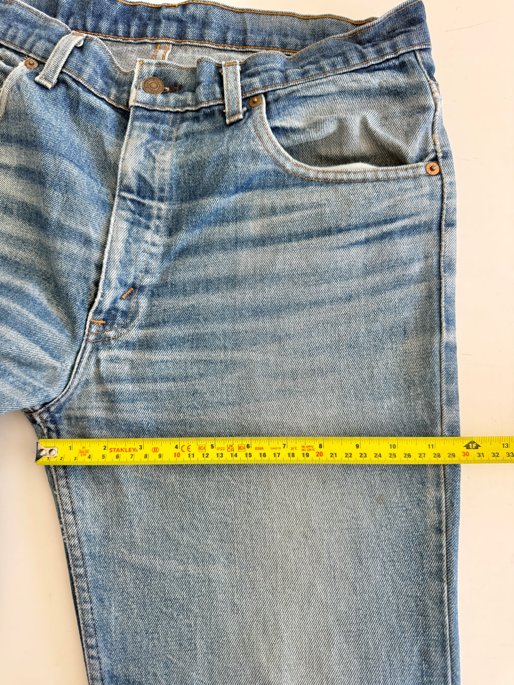 W34 L29 vintage Levis 603 33/34” measured waist dark blue faded whiskers  70s 603s