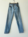 W25 L33 vintage Levis 701 25” measured waist medium blue faded  80s 701s made in USA