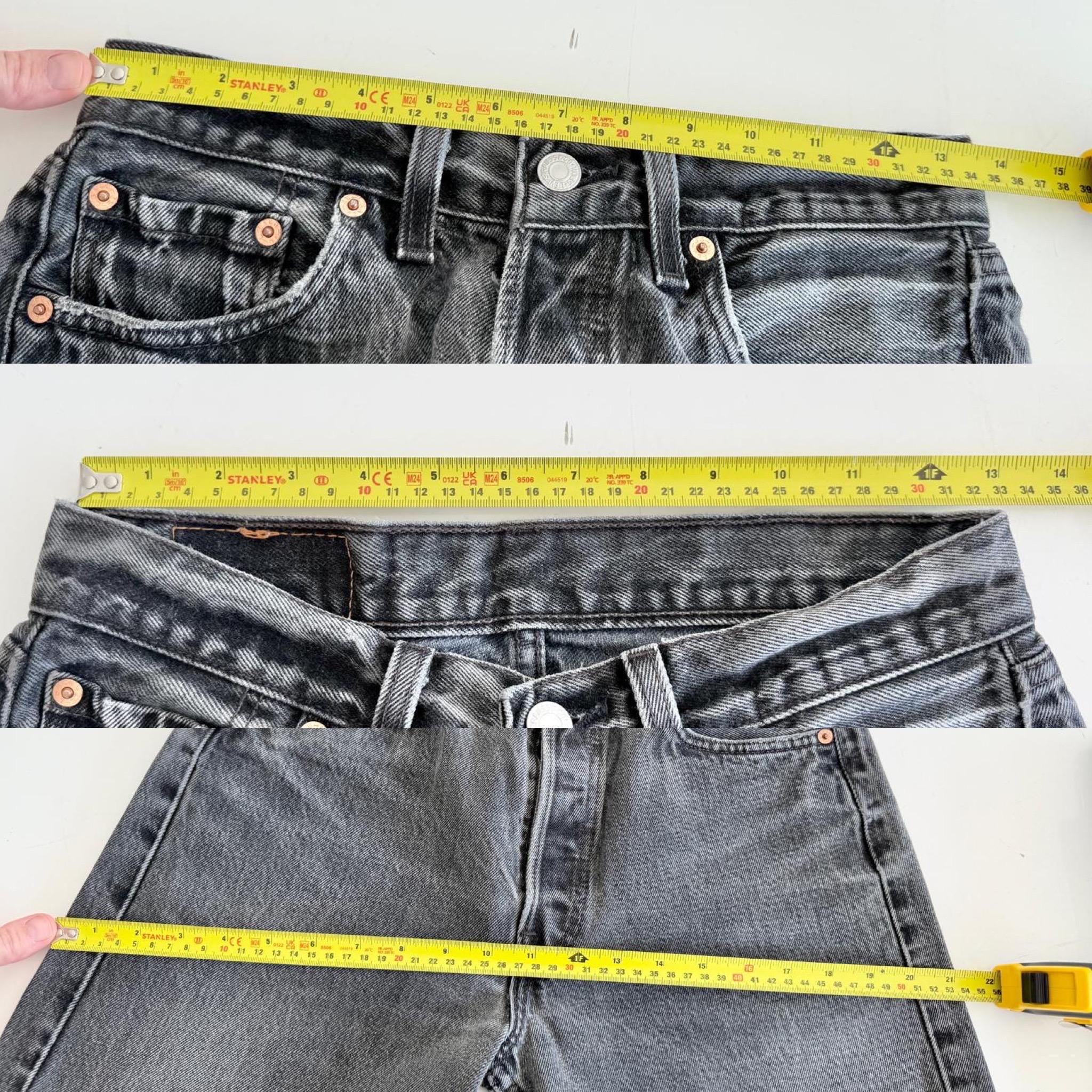 W26 Levis 501 vintage 25-26” waist black faded 501s made in USA for women 90s