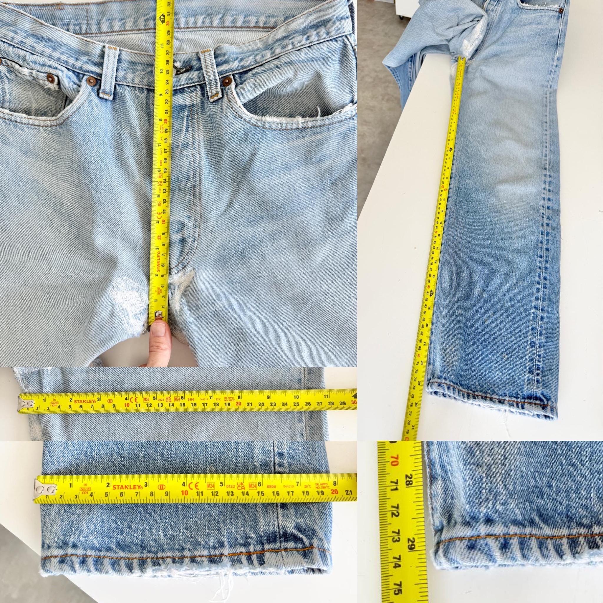 W29 L29 Levis 501 selvedge vintage 28-29” measured waist light blue faded blue made in 80s USA