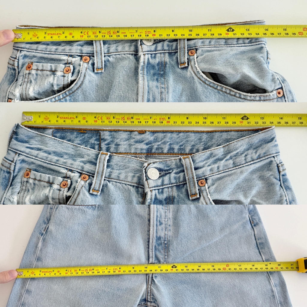 W27 L33 Levis 501 vintage 26-27” measured waist faded light blue made in 90s