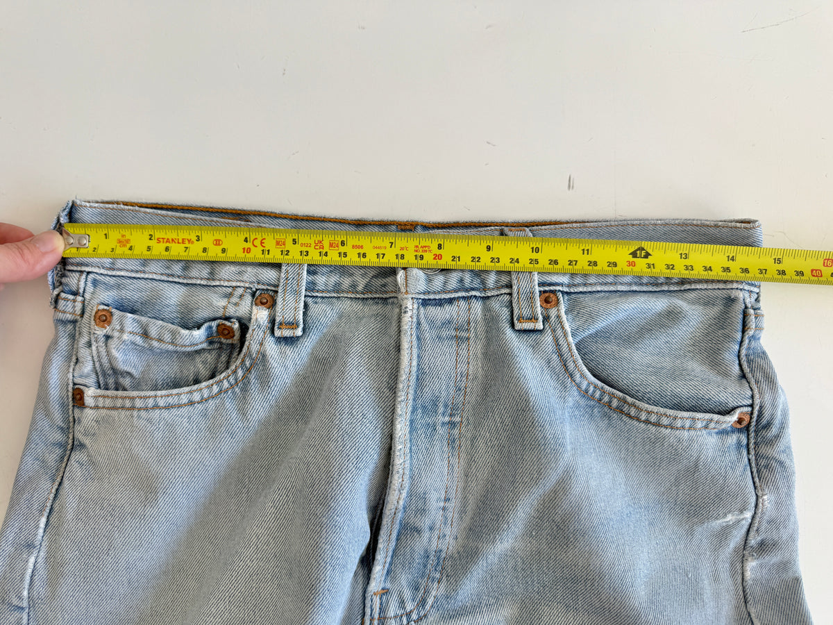 Soft W28 L30 vintage Levis 501s 28” measured light blue 501s 90s USA  distressed