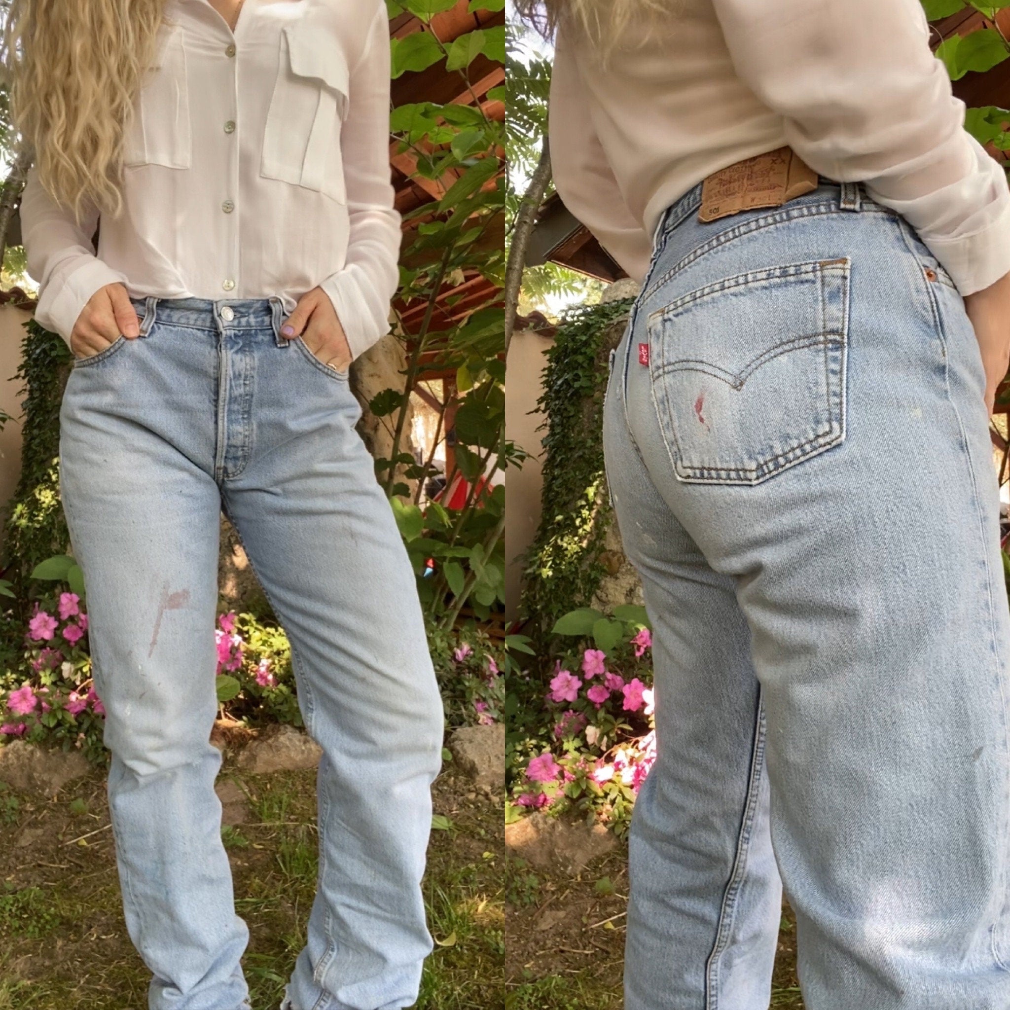 Vintage Levi’s 501 w29 L33 made in 1998  stone Wash paint distressed faded vintage 501s