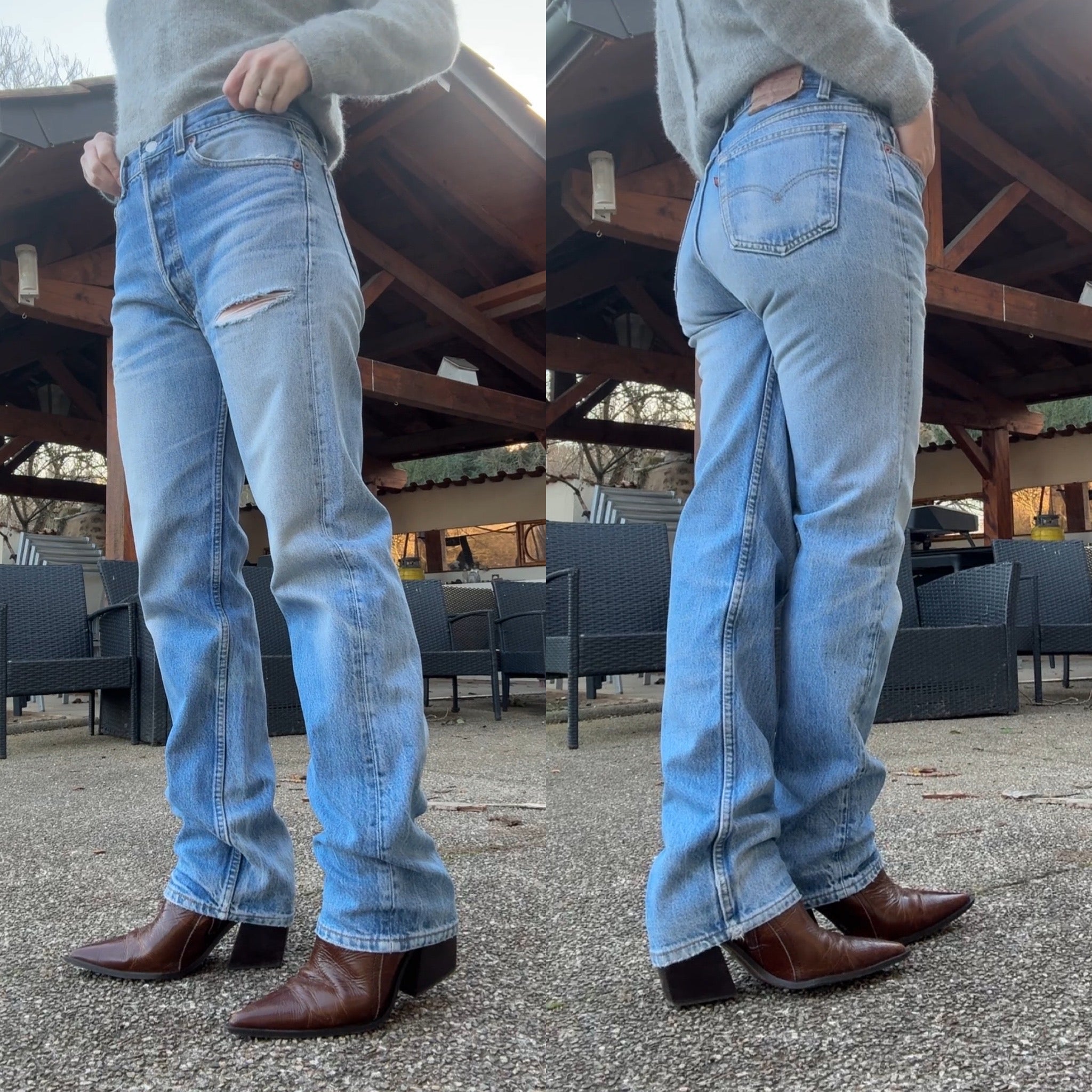 W30 L31 vintage Levis 501 29-30” measured dark whiskers faded blue 90s USA Levi’s 501s