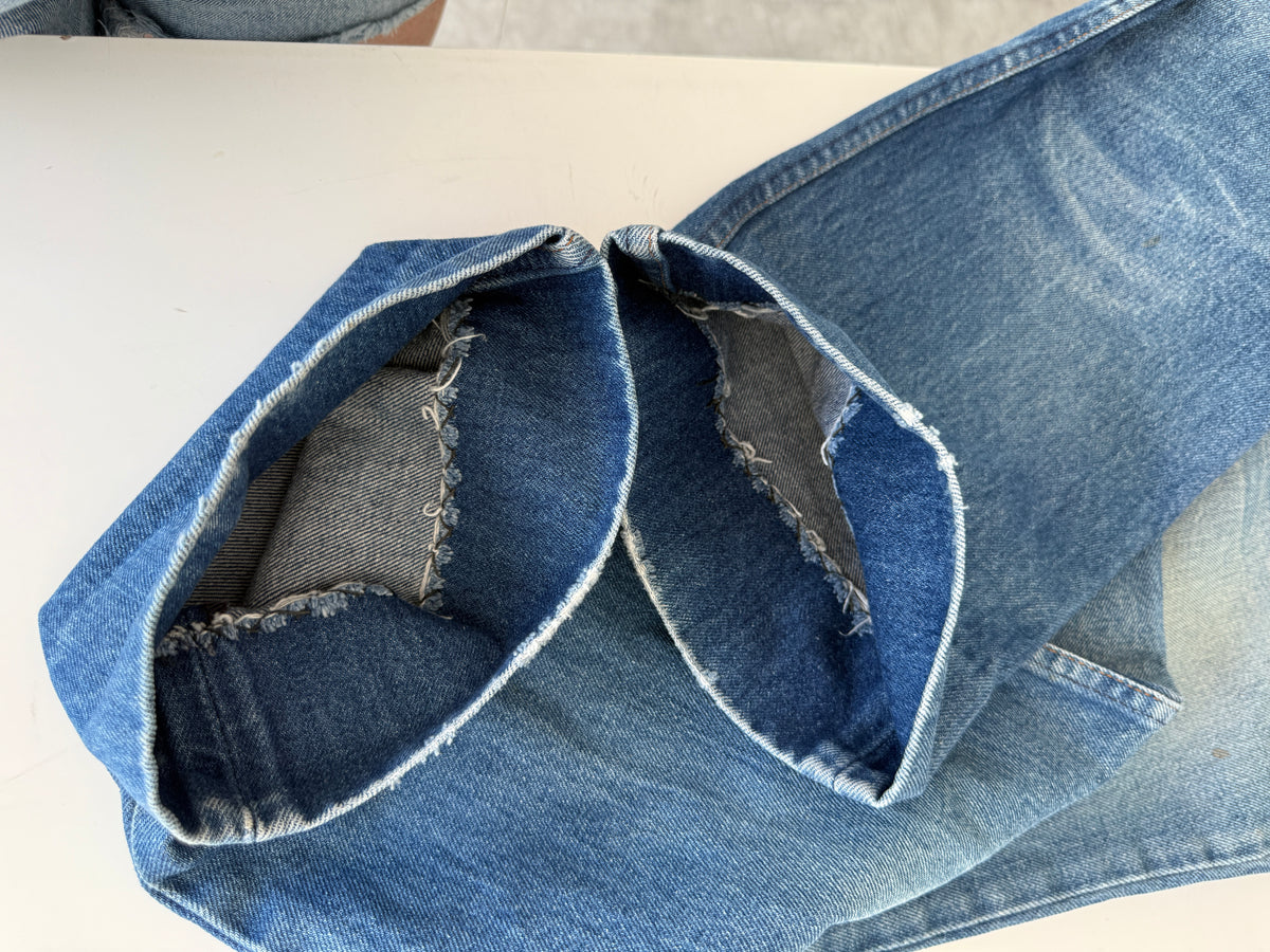 W34 L29 vintage Levis 603 33/34” measured waist dark blue faded whiskers  70s 603s