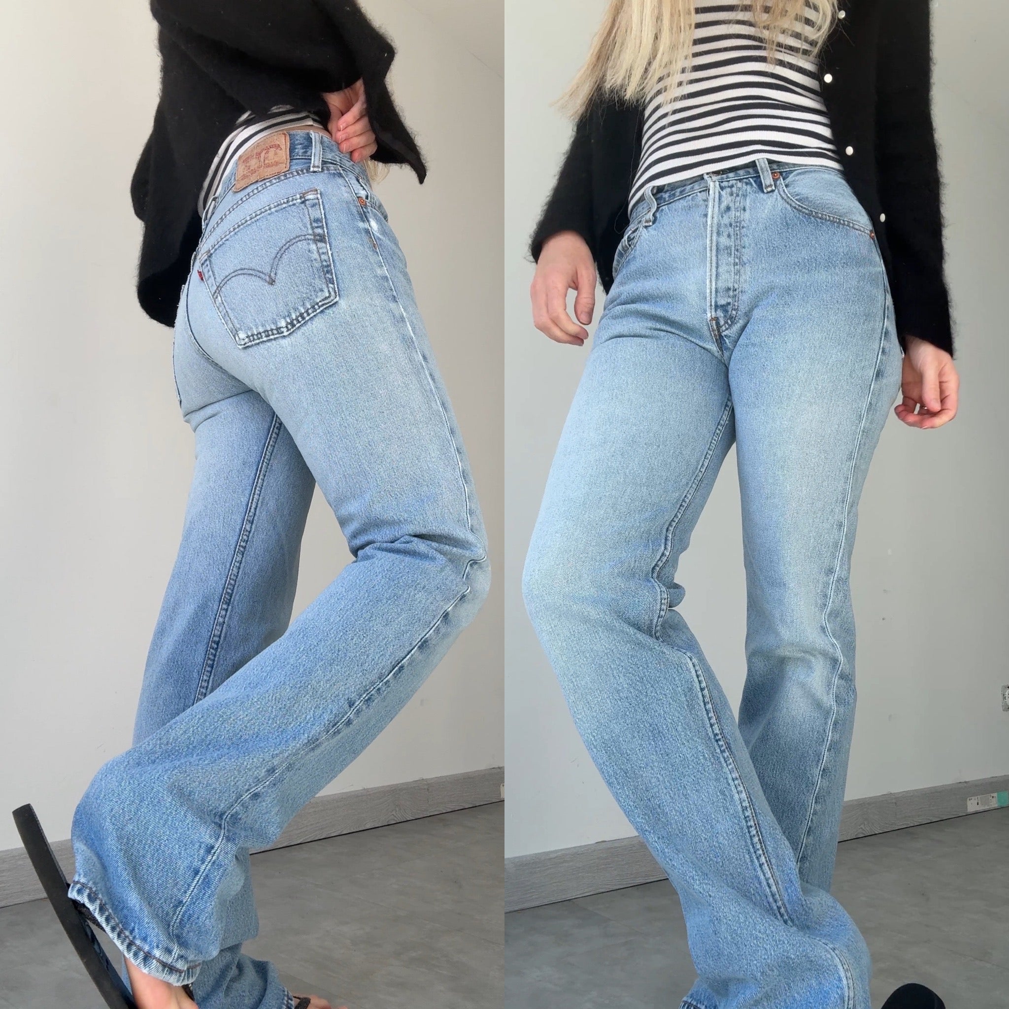 W28 L32 vintage Levis 501 27/28” measured light faded blue denim Levi’s 501s