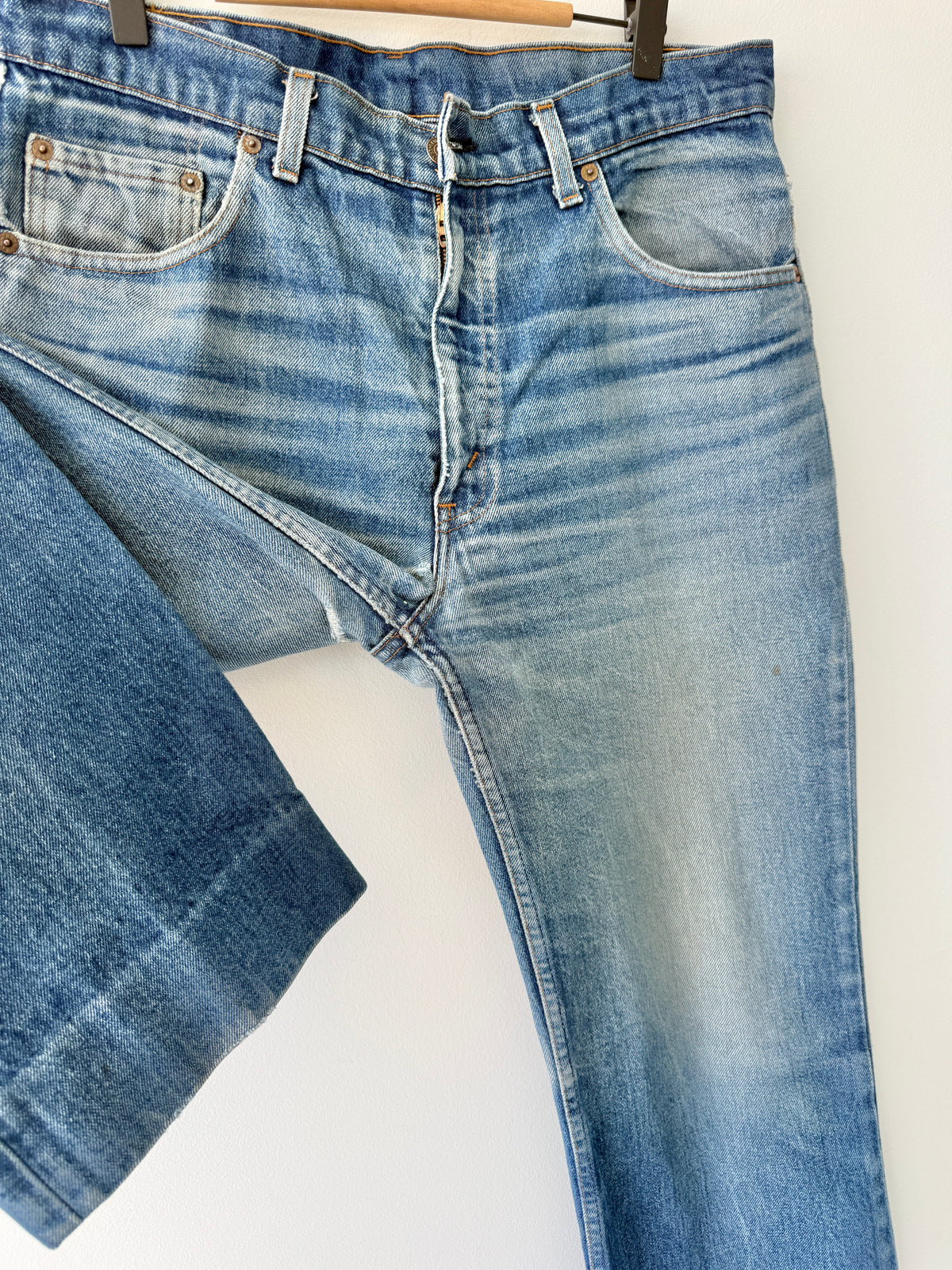 W34 L29 vintage Levis 603 33/34” measured waist dark blue faded whiskers  70s 603s