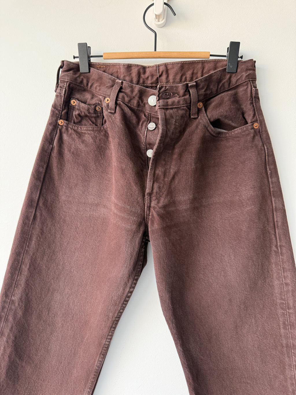 W27 L26 vintage Levis 501 26-27” dark brown 90s Levi’s 501s