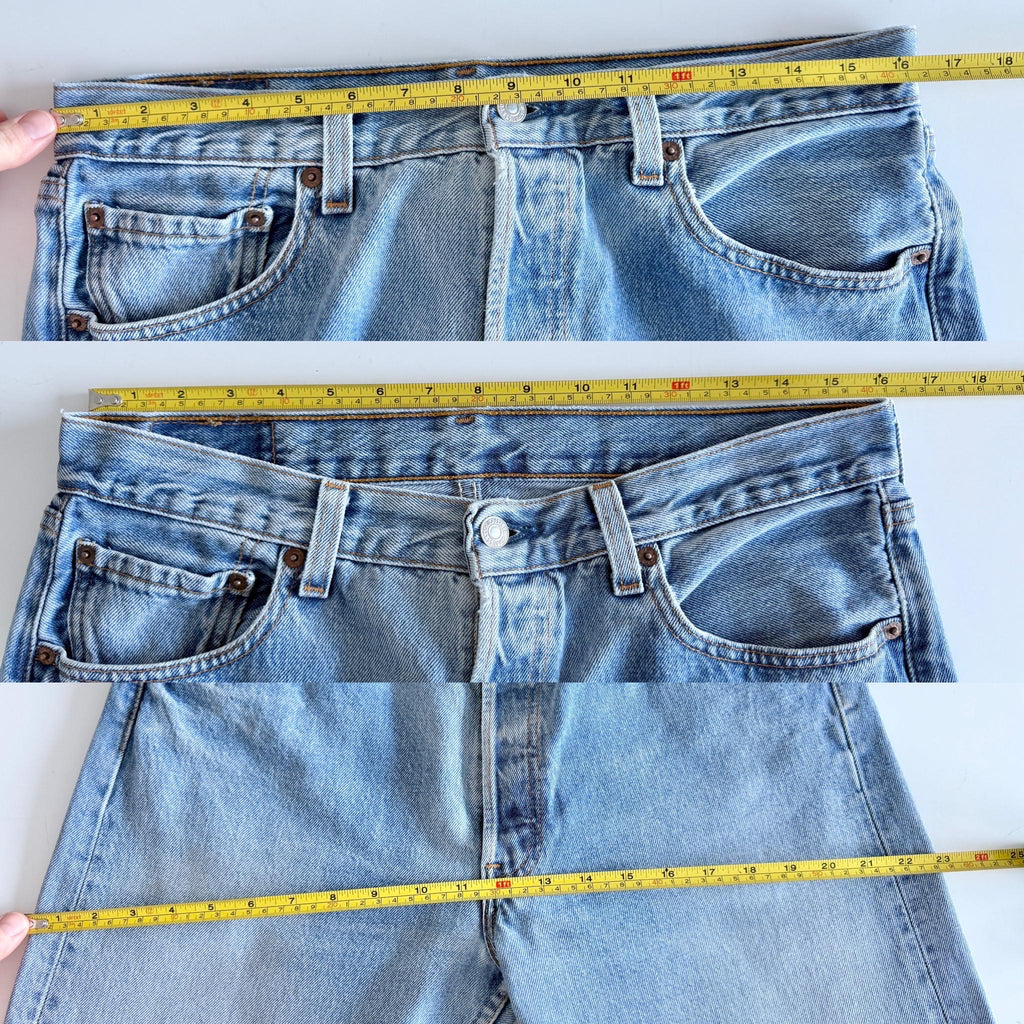 Levis 501 vintage w32 L35 light faded blue 501s made in USA  90s straight leg jeans 501 32” waist