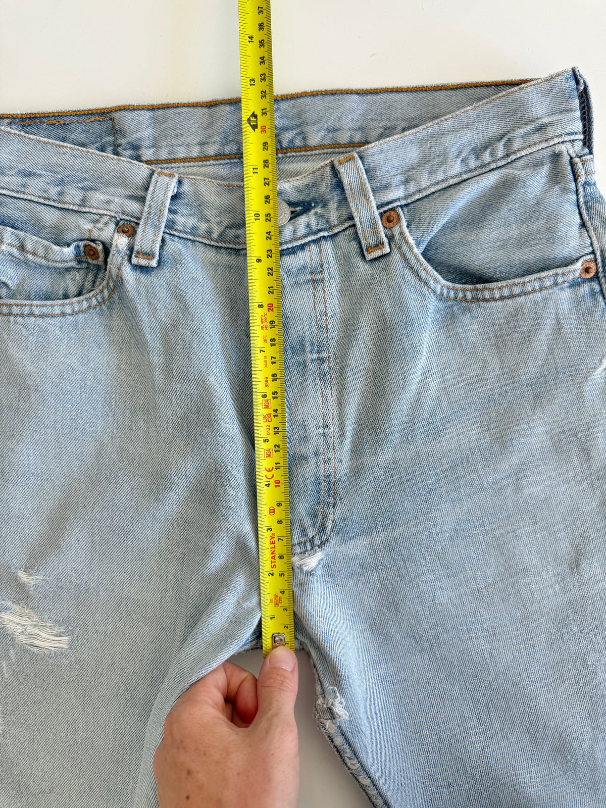Soft W28 L30 vintage Levis 501s 28” measured light blue 501s 90s USA  distressed