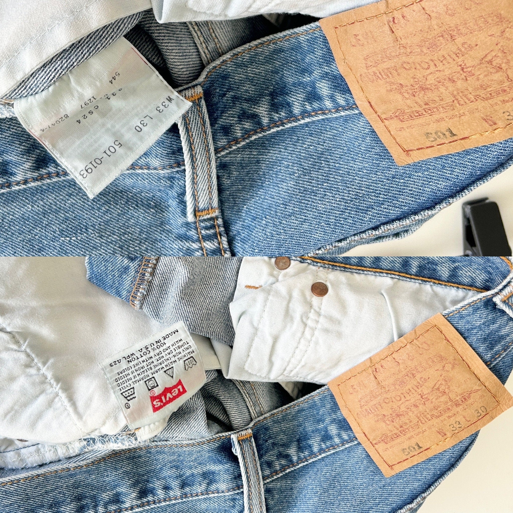 W32 L27 Levis 501 vintage faded blue denim made in 90s straight leg 501 vintage USA