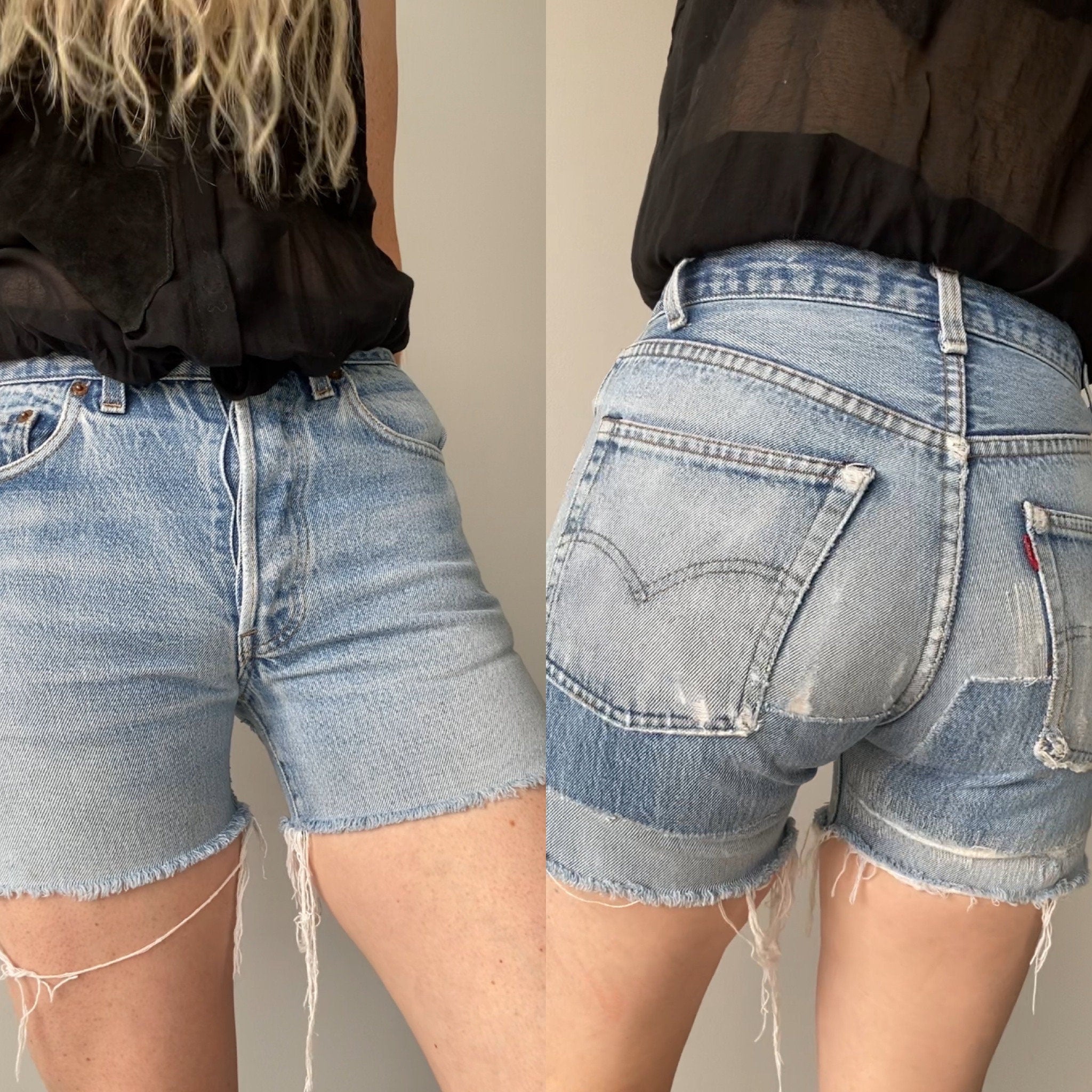 w26 Vintage Levi’s 501 shorts 70s/80s patch work distressed