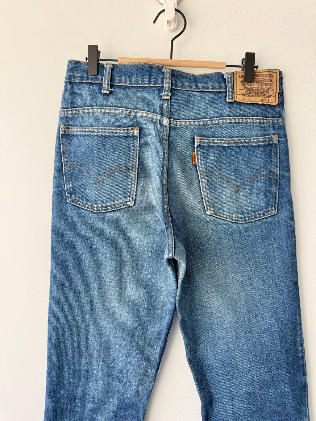 W29 L29 vintage Levis 631 28-29” measured dark faded blue denim orange tab 80/90s Levi’s 631s