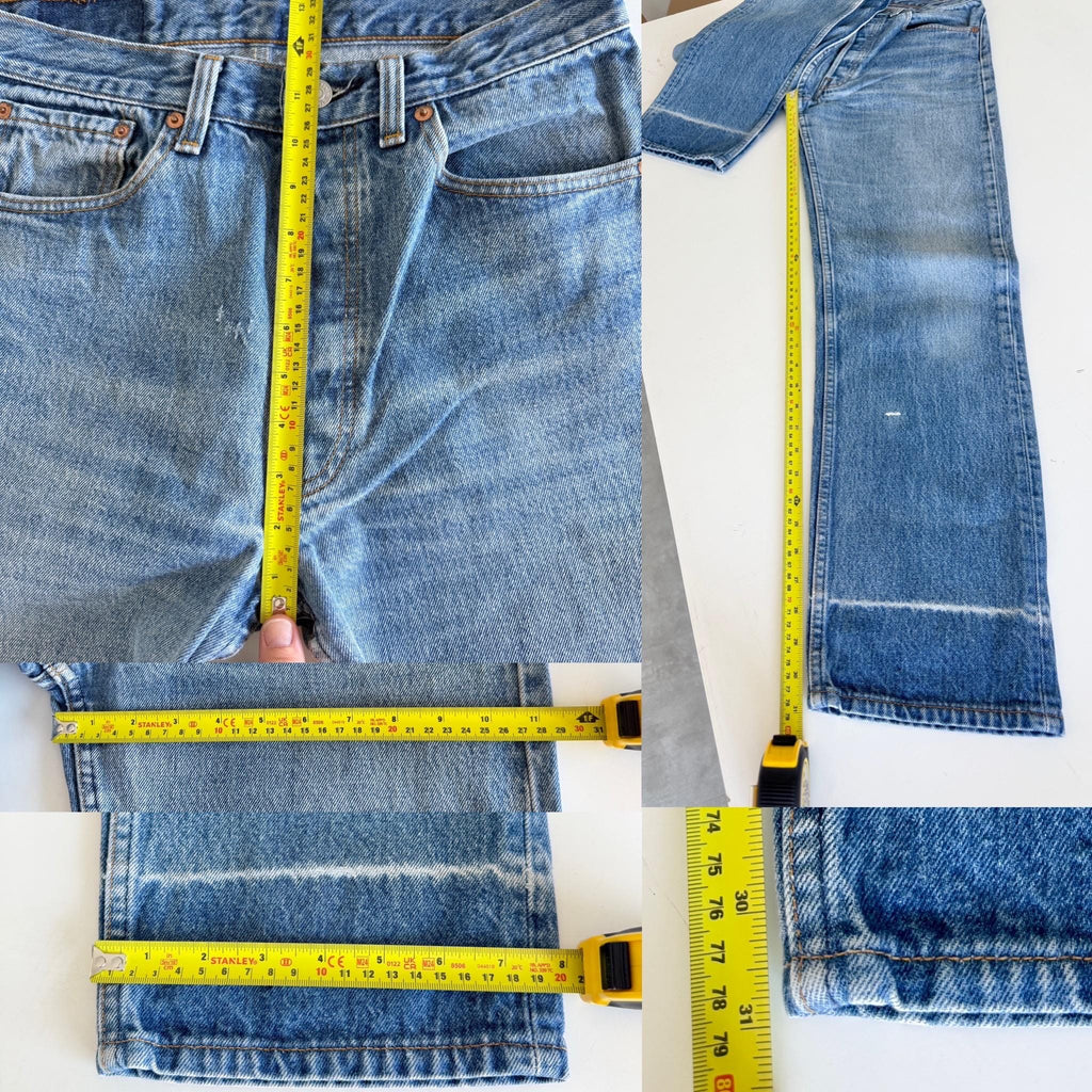 W30 L31 Levis 501 vintage 29-30” measured waist raw blue made in USA 90s