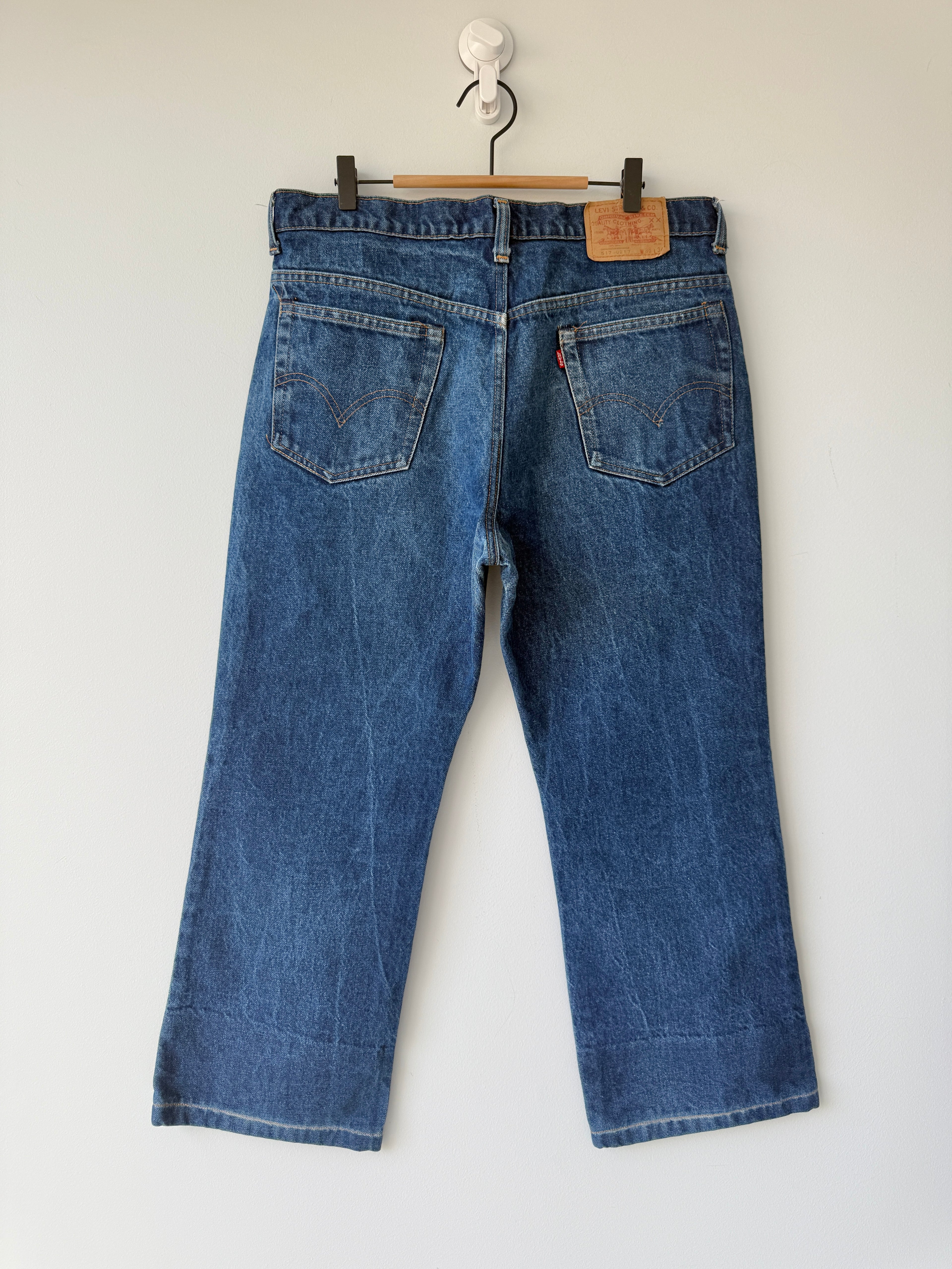 W34 L26 vintage Levis 517 34” measured light blue fade denim 90s Levi’s 517s USA