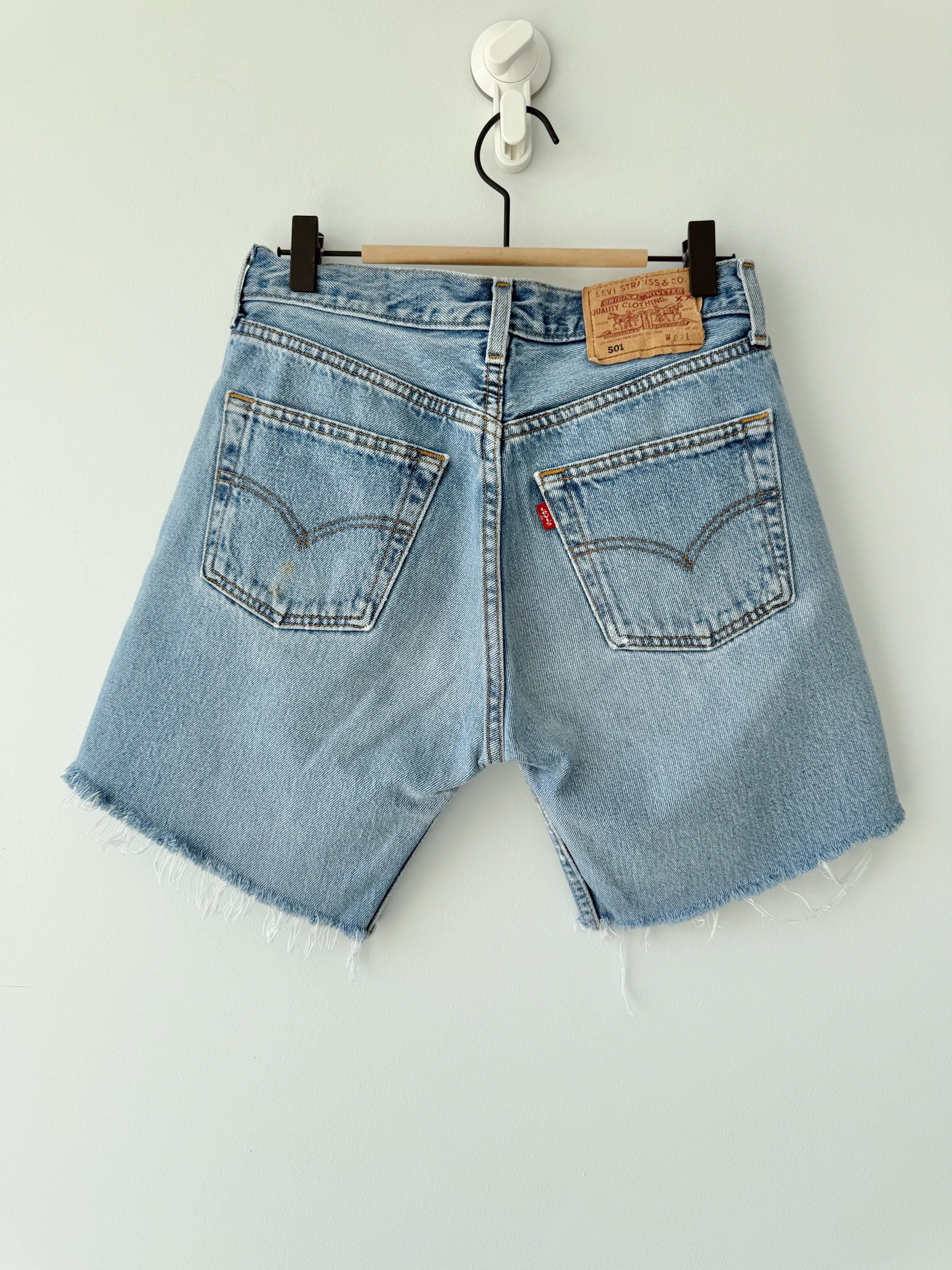 w27 Levis 501 vintage shorts 26-27” waist light blue 501s made in 90s cut shorts (mayuk)