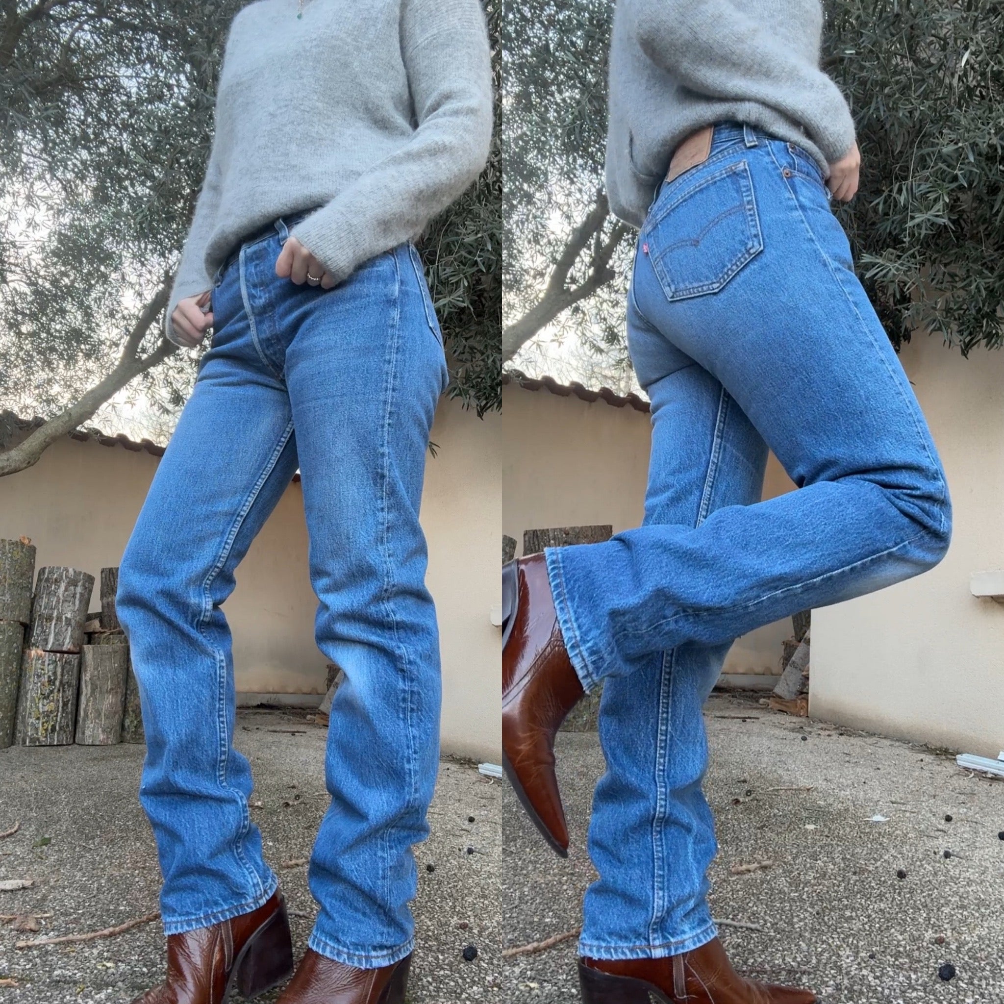 W27 L28 vintage Levis 501 26-27” measured medium faded blue 90s Levi’s 501s