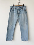 W31 L29 vintage Levis 501 31” measured unique faded blue denim 90s Levi’s 501s