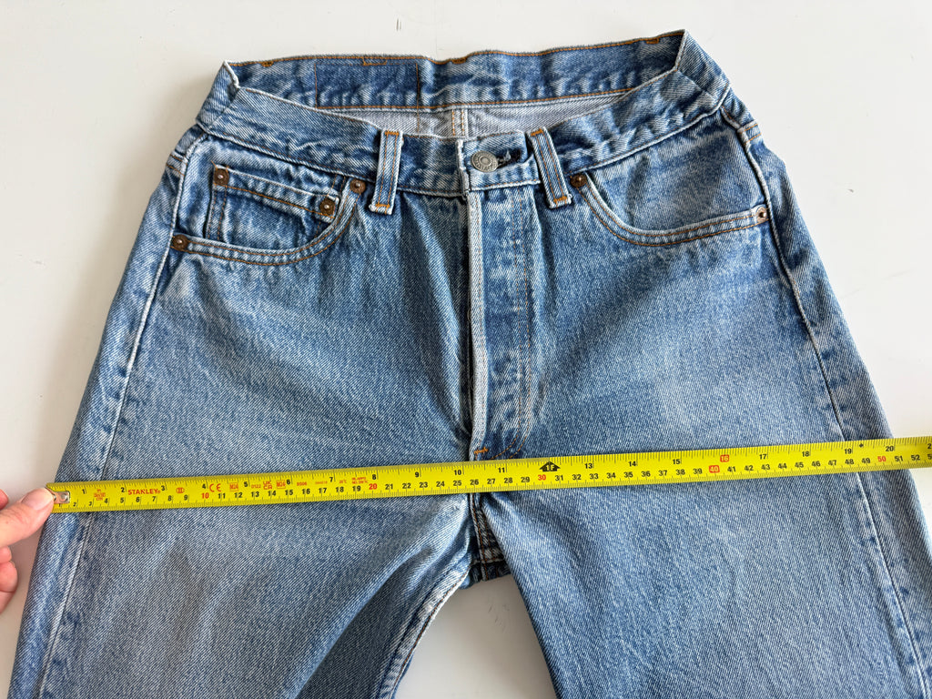 Re done denim W25 L30 vintage Levis 501 medium blue 23/25” measured waist 501s 80s USA