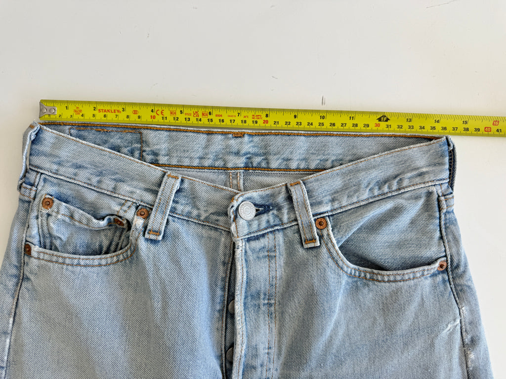 Soft W28 L30 vintage Levis 501s 28” measured light blue 501s 90s USA  distressed