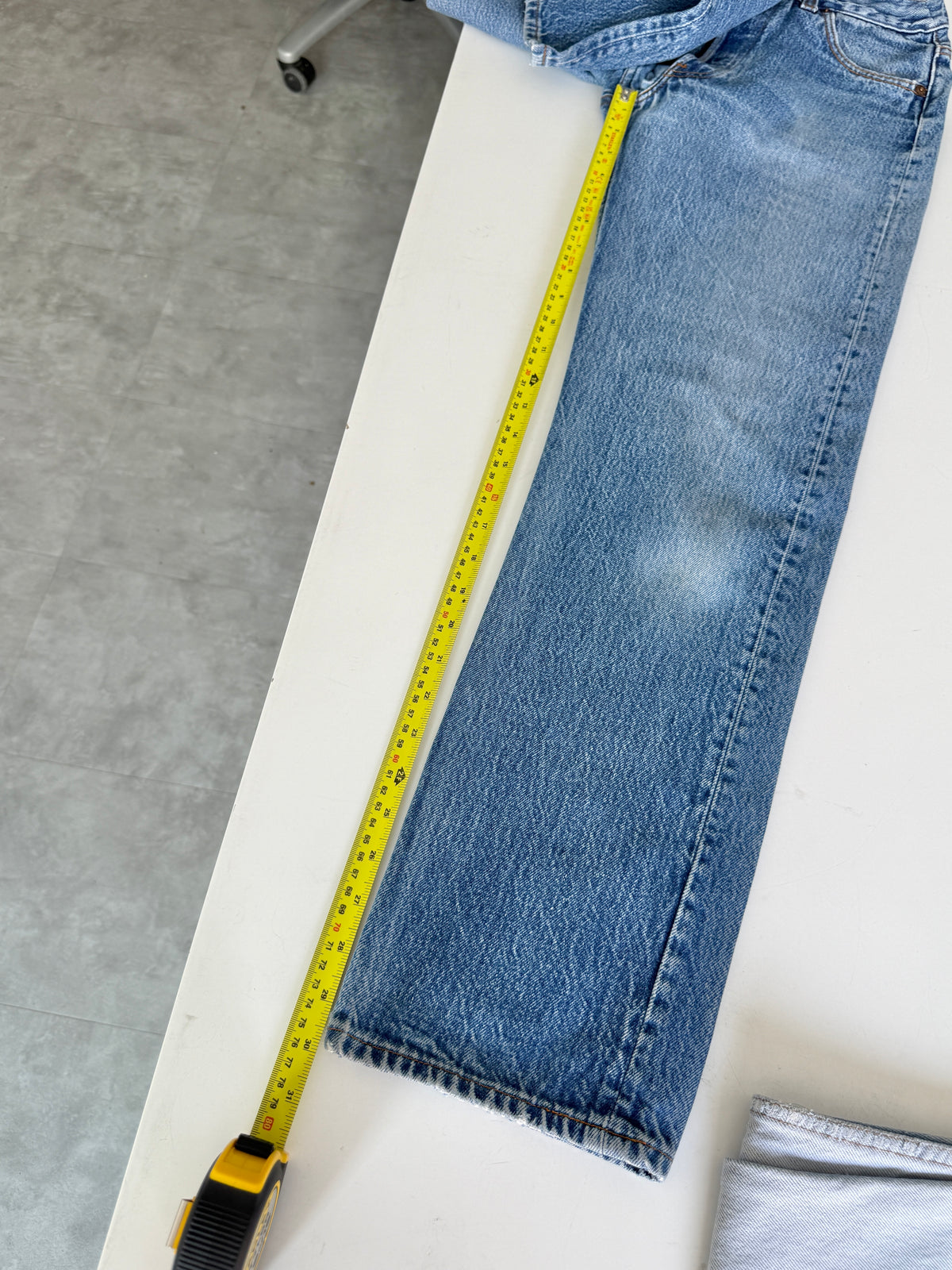 Re done denim W25 L30 vintage Levis 501 medium blue 23/25” measured waist 501s 80s USA