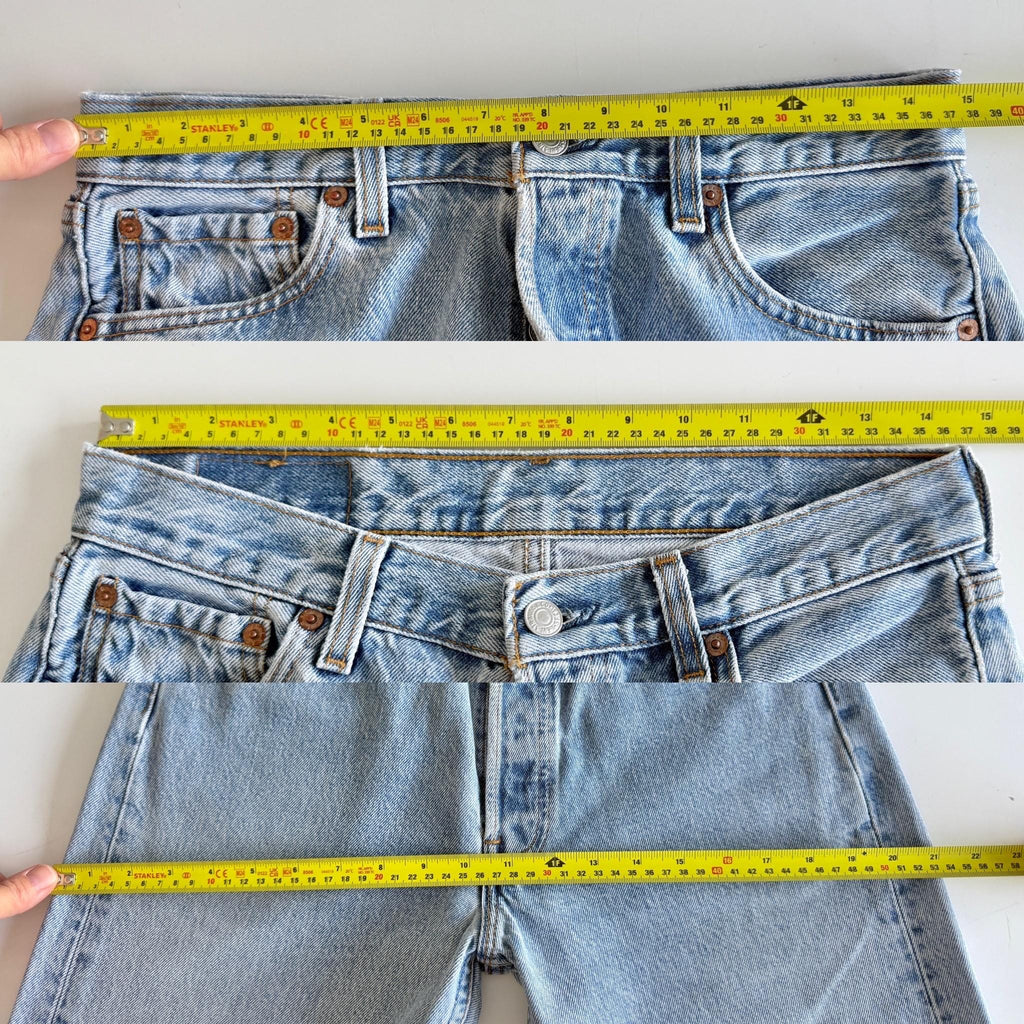 W29 L33 Levis 501 vintage 28-29” measured waist light blue made in USA 90s