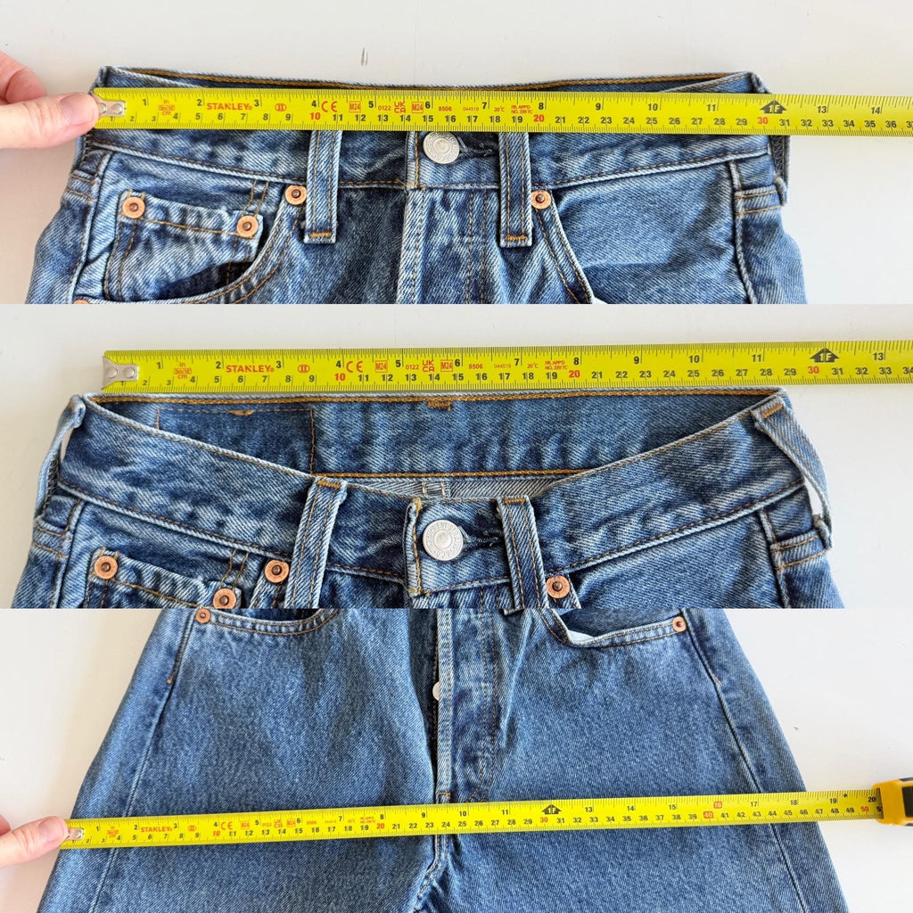 W23 L31 Levis 501 vintage 22-23” measured waist dark blue made in Croatia  Y2K hol