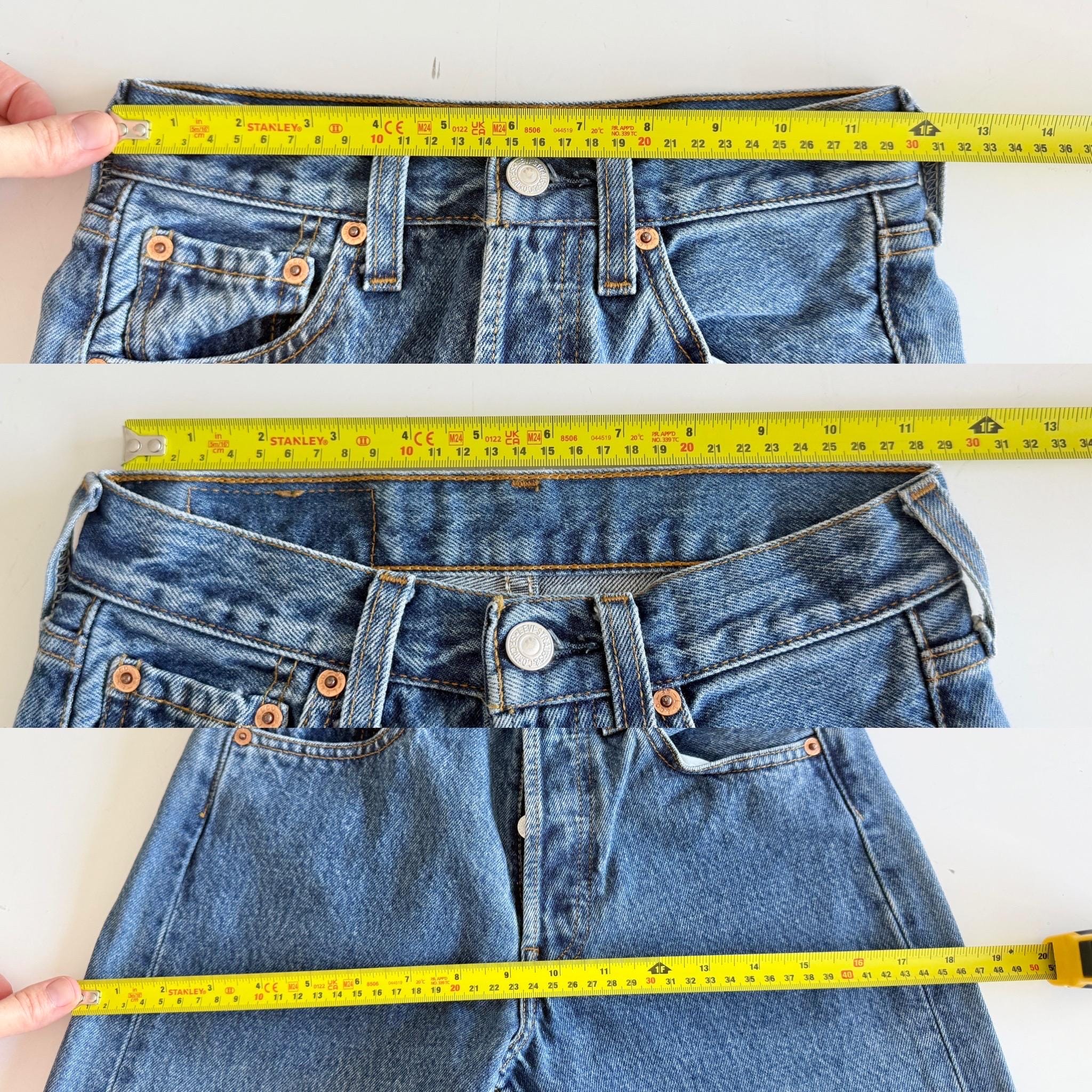 W23 L31 Levis 501 vintage 22-23” measured waist dark blue made in Croatia  Y2K hol