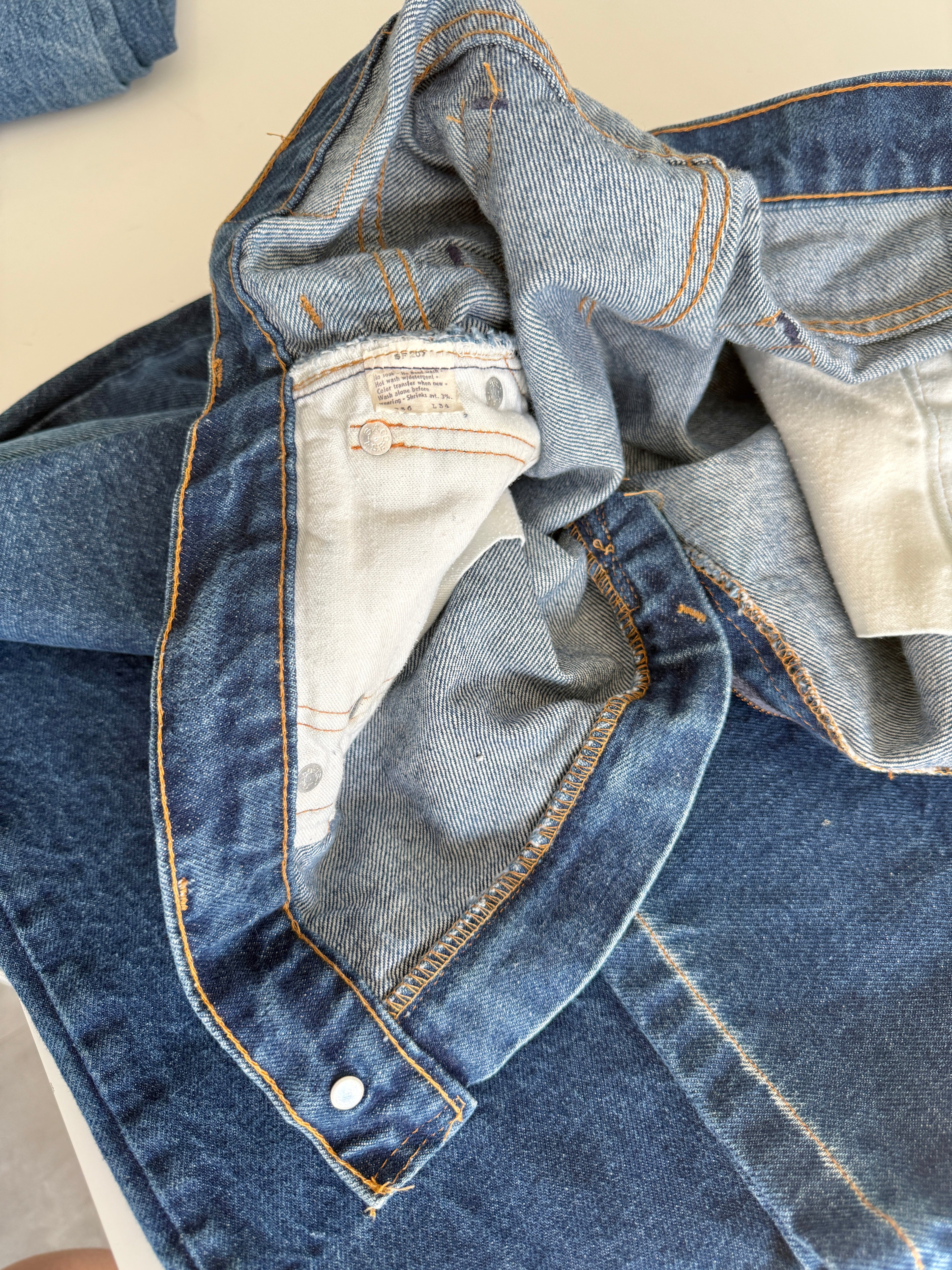 W34 L26 vintage Levis 517 34” measured light blue fade denim 90s Levi’s 517s USA