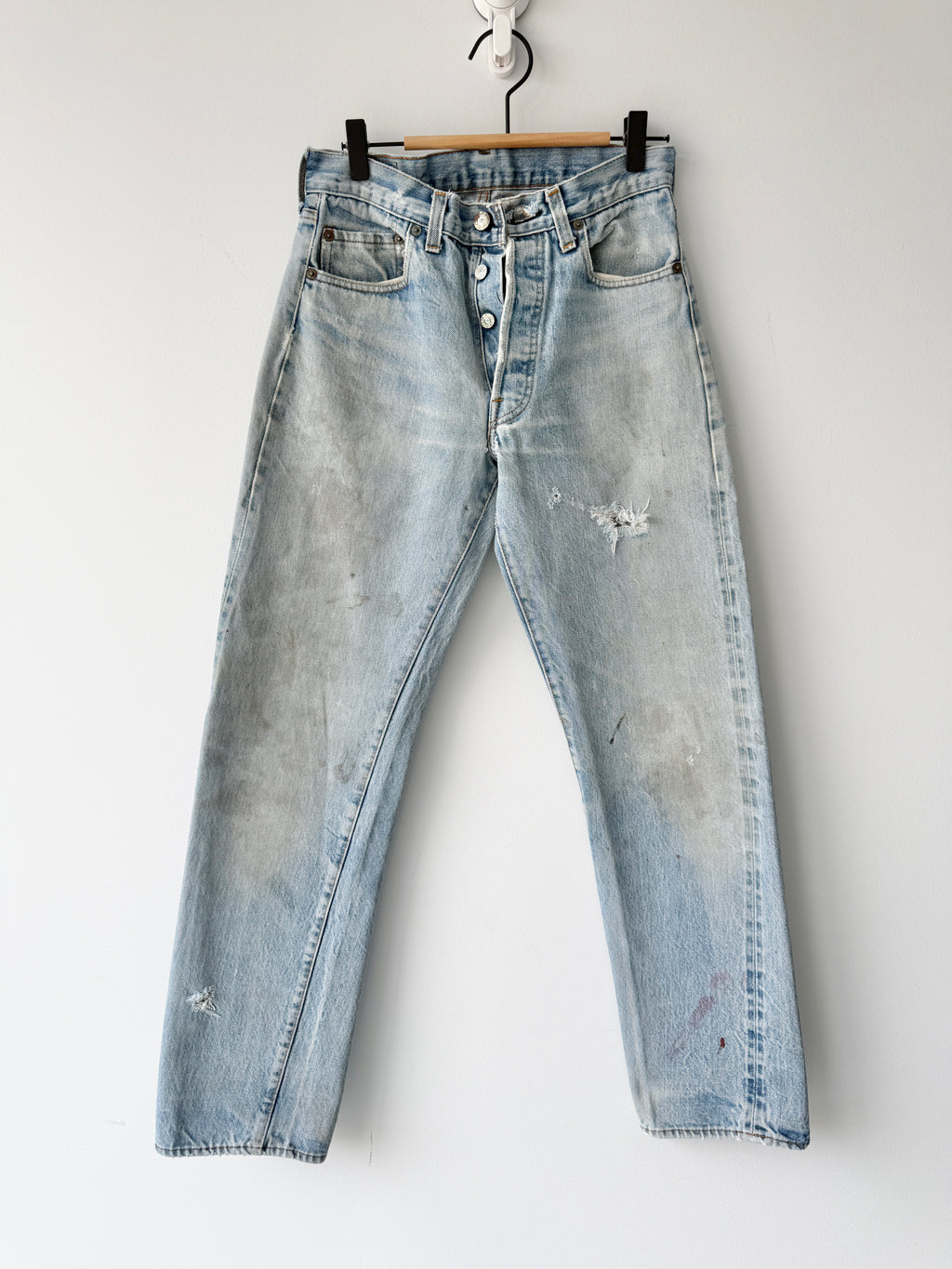 Selvedge W27 L30 vintage Levis 501 26/27” measured light blue faded 80s USA Levi’s 501s