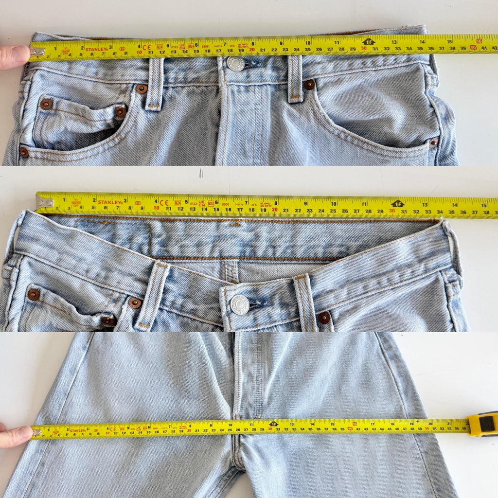 W27 L29 Levis 501 vintage 26-27” measured waist light blue faded 90s made in USA hol