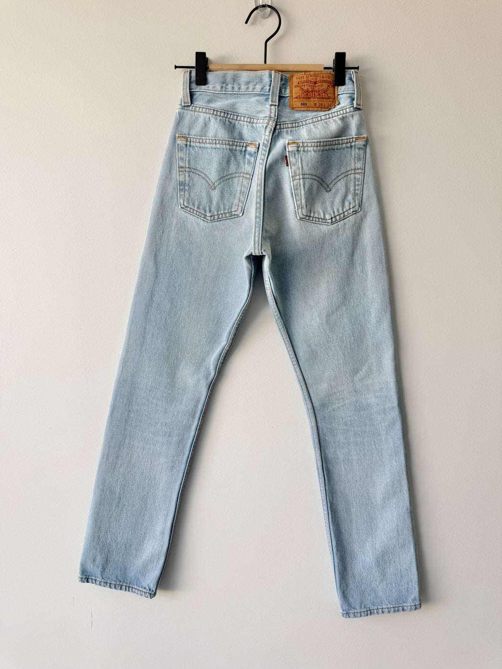 W23 L29 vintage Levis 501s 22/23” measured light blue fade 501s 90s  USA for women tag
