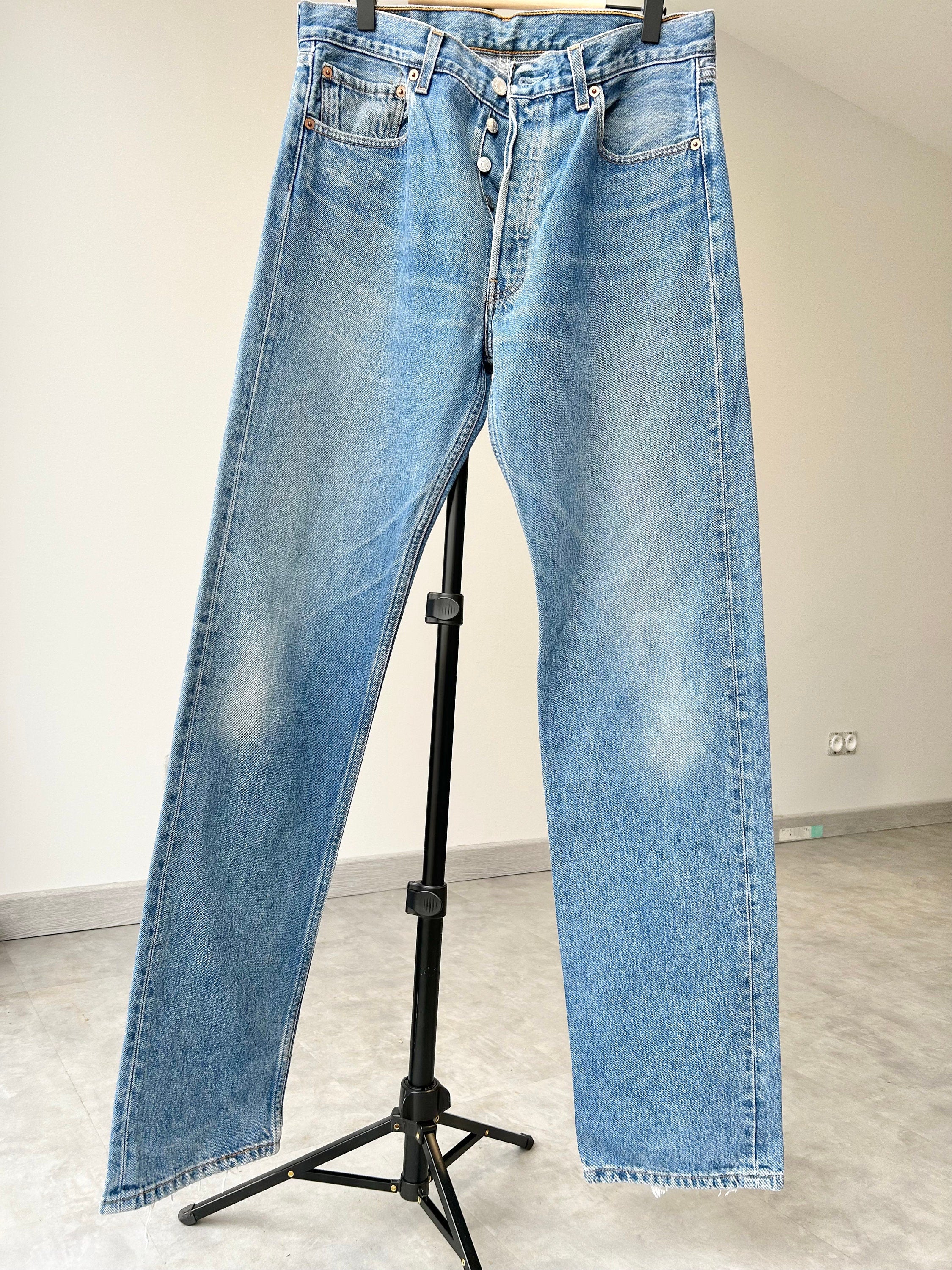 Levis 501 jeans w33 L33 raw blue faded dark blue denim 501 vintage Levi’s faded blue denim 501 vintage
