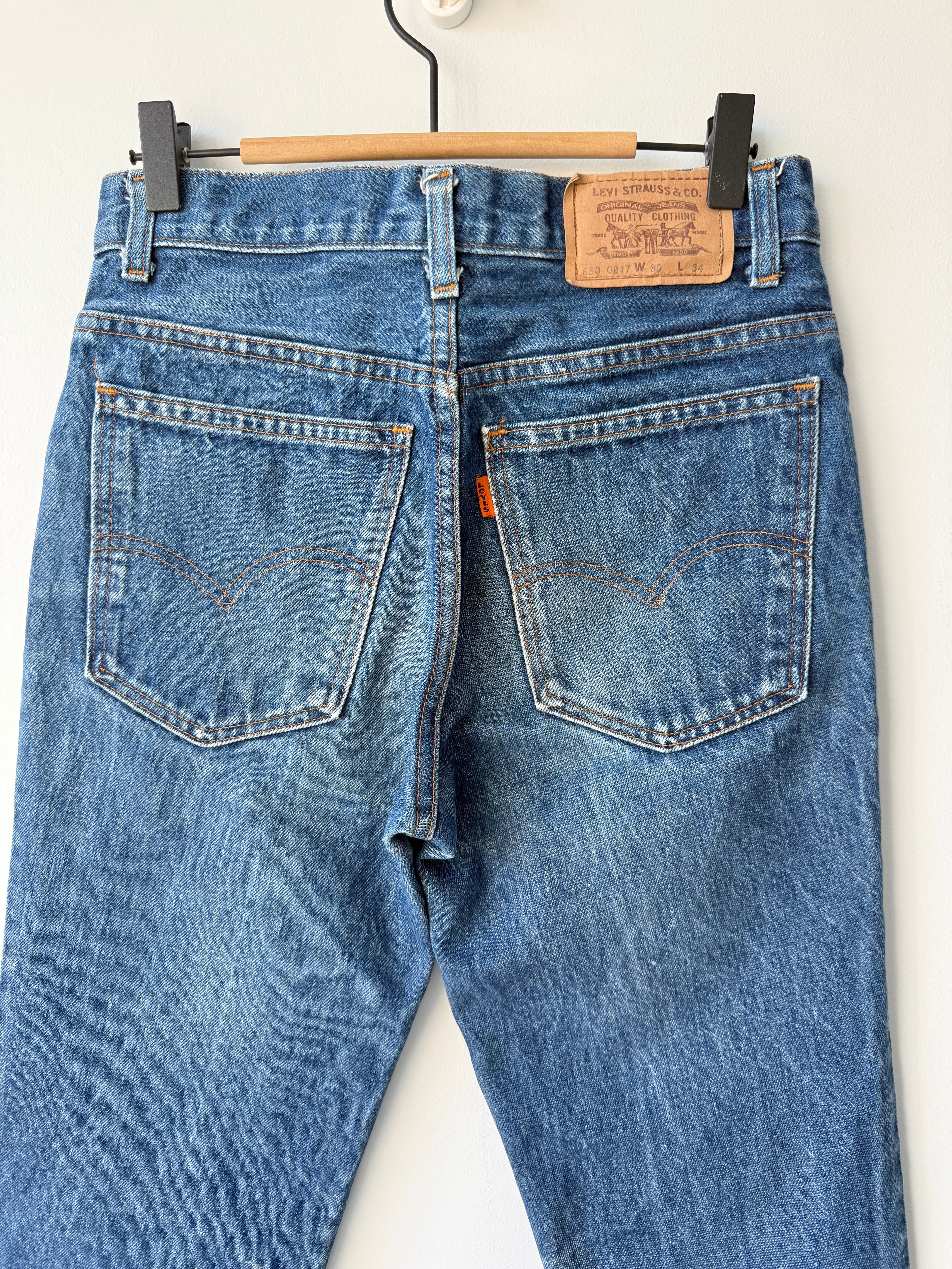 W26 L30 vintage Levis 630 26” measured light faded blue 80s Levi’s 630’s