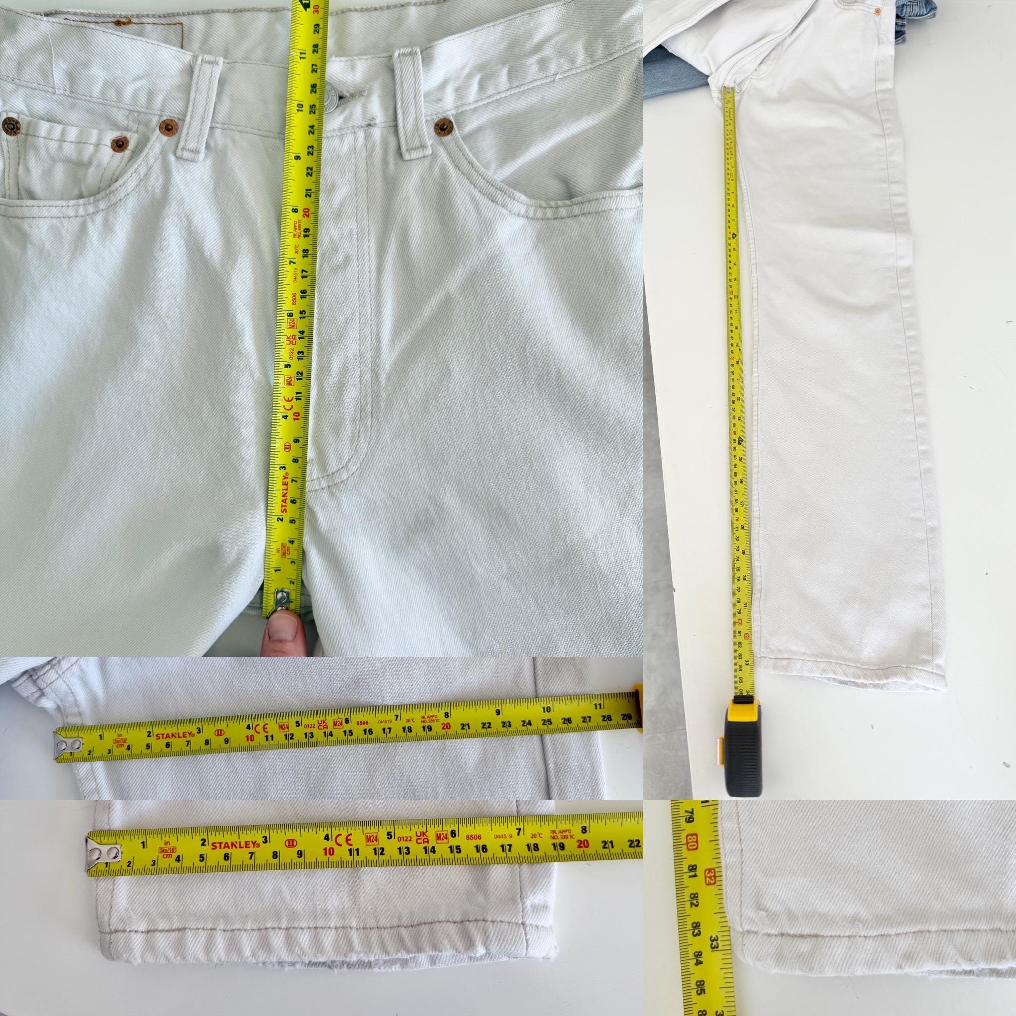 W27 L33 Levis 501 vintage 26-27” waist off white 501s made in Spain 90s